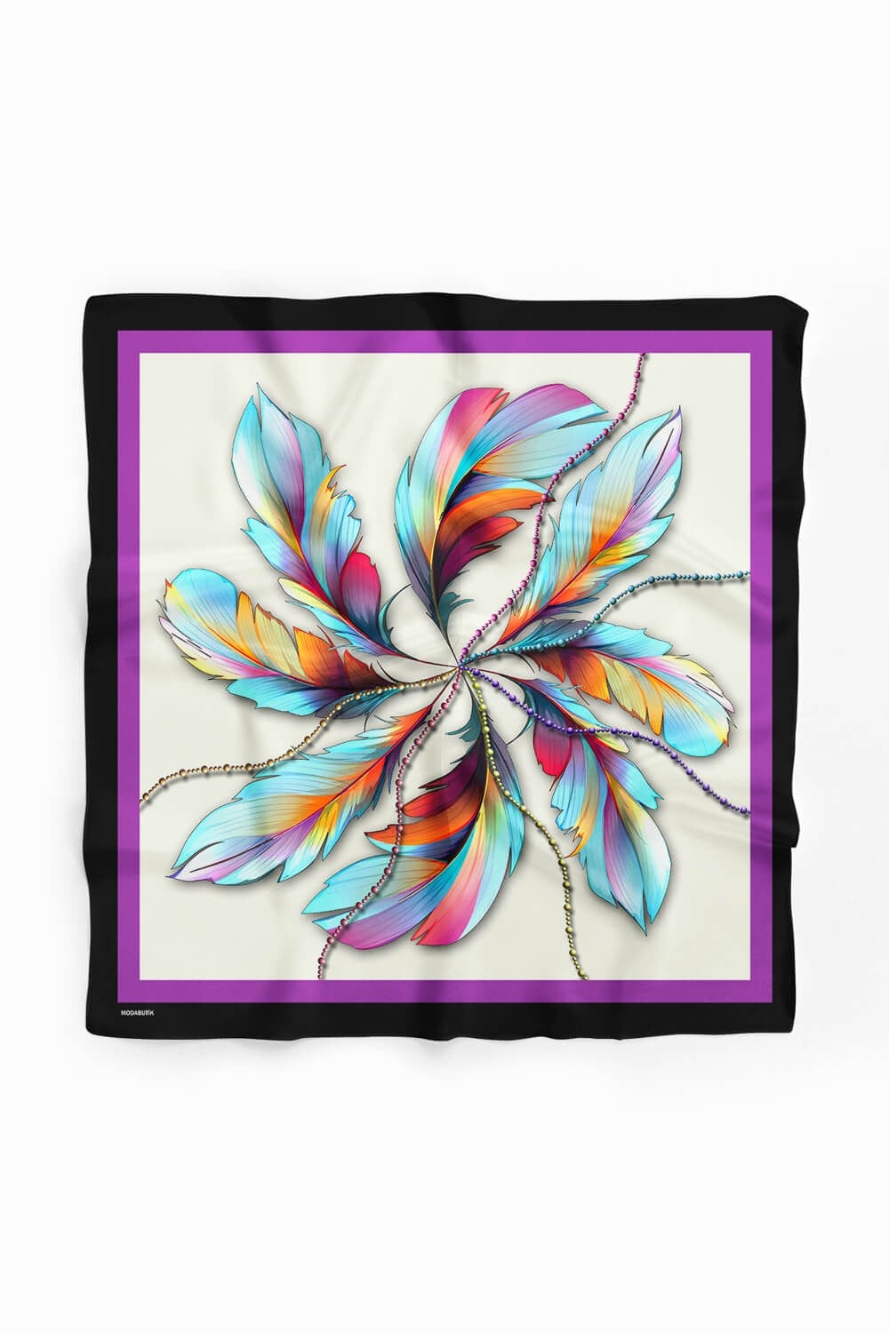 Violla Kadın Leaf Desenli Bandana 50x50 Mor DG0226-22