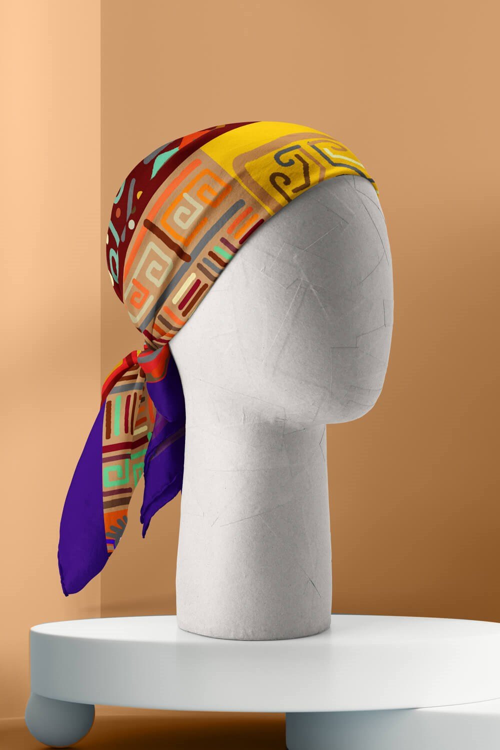 Violla B71 Kadın African Etnik Desenli Bandana Kırmızı Sarı Dg0218