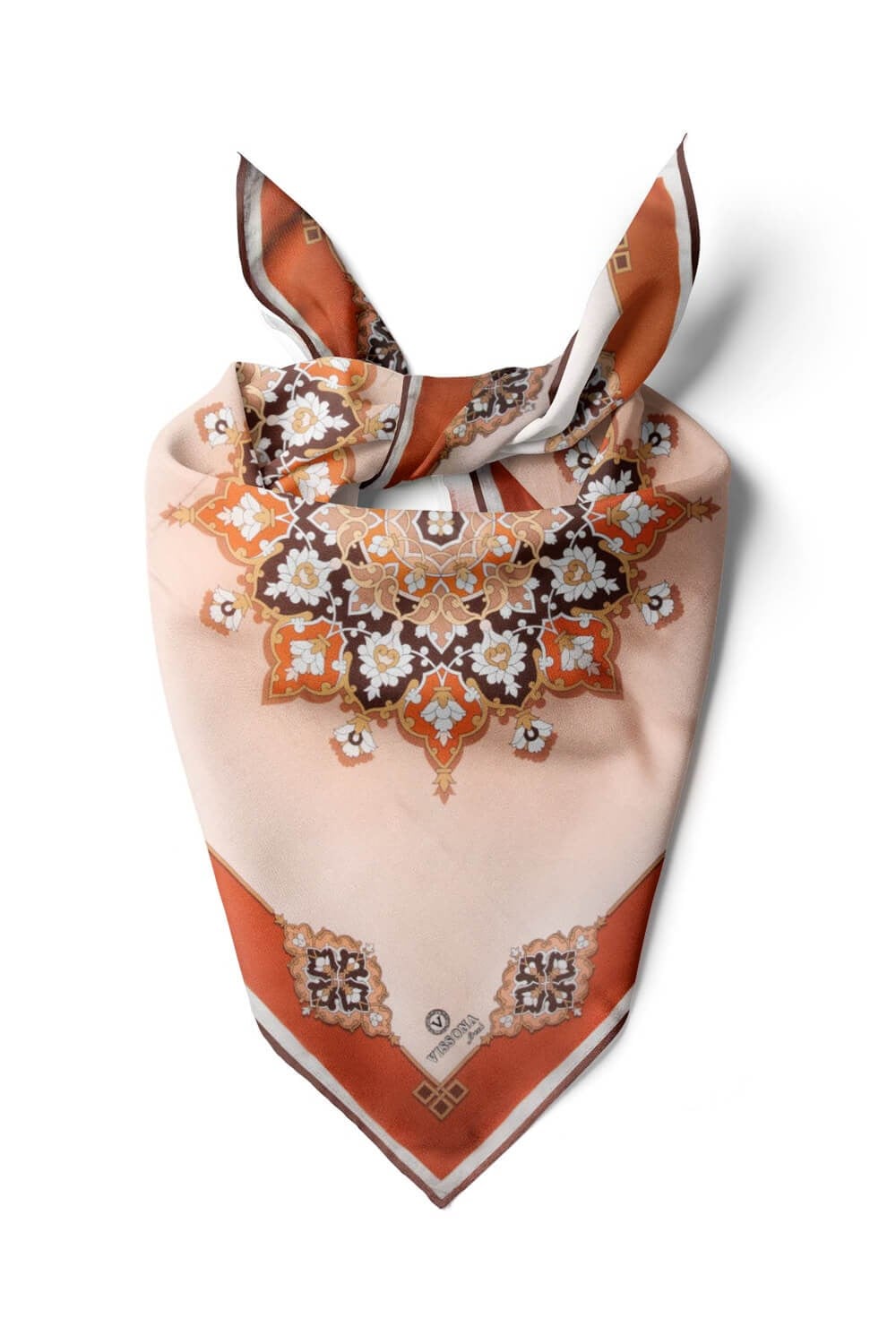 %100 İpek Kadın Desenli Bandana 80x80