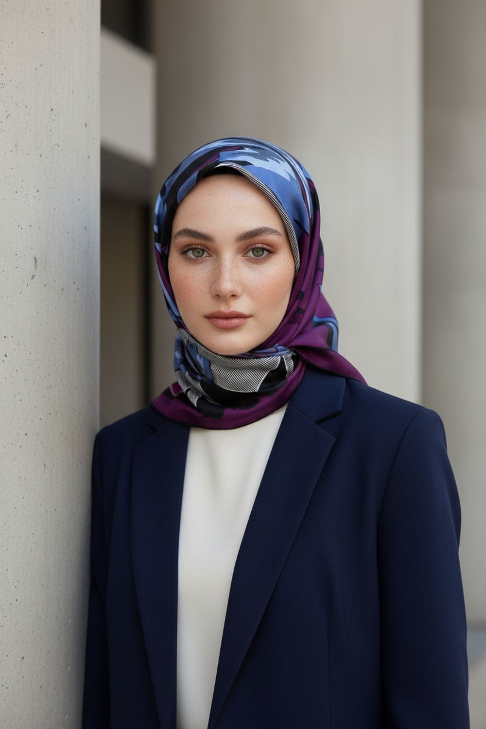 %100 Twill İpek Çiçek Desenli Mürdüm - Siyah Renkli 90x90 Eşarp Dikim Şekli : El Dikişi