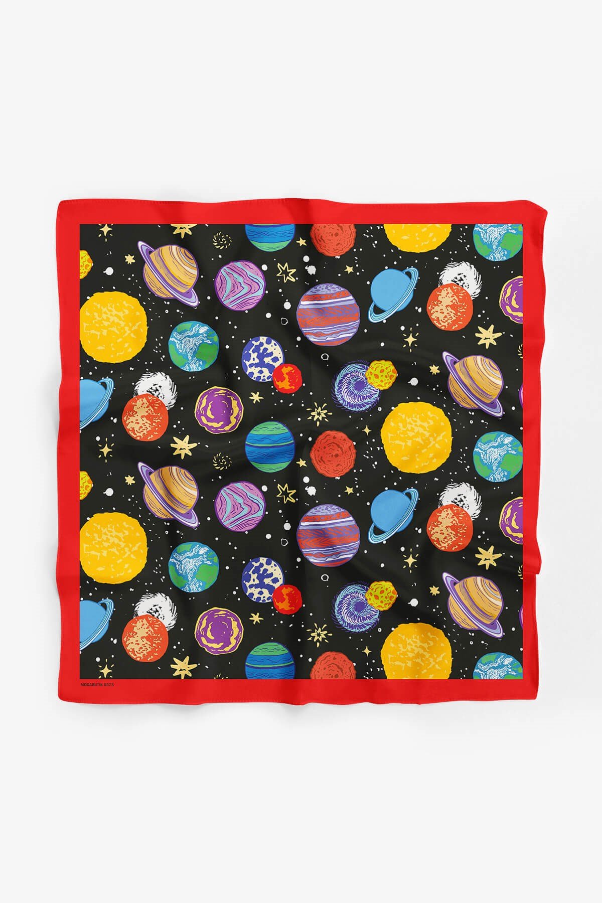 Violla B104 Kadın Gezegen Desenli Bandana Siyah Sarı Mavi DG0373-22 Snz