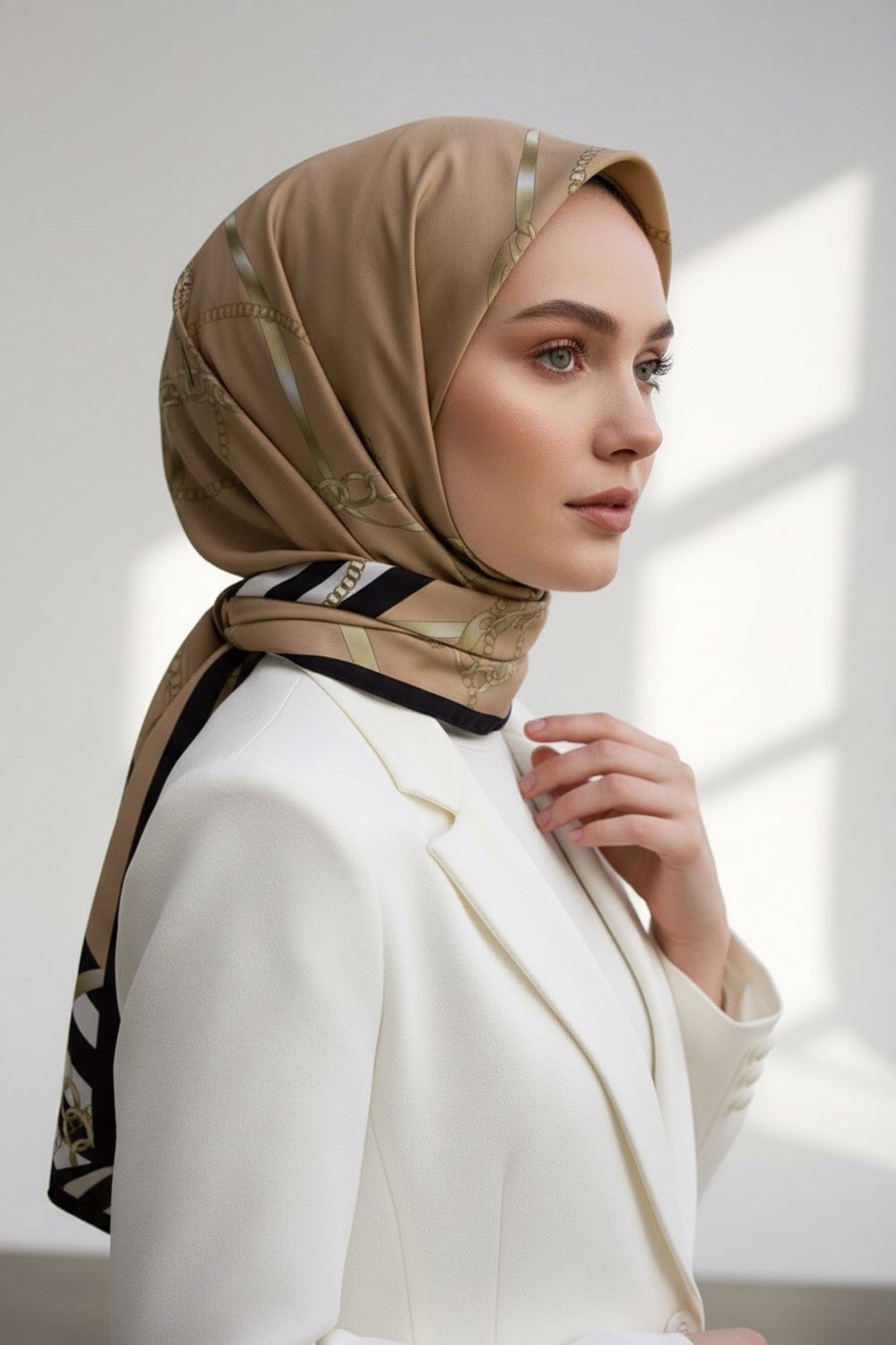 KREP ÇİZGİLİ DESENLİ BAKIR RENKLİ 75X195 KIRIŞMAZ ŞAL