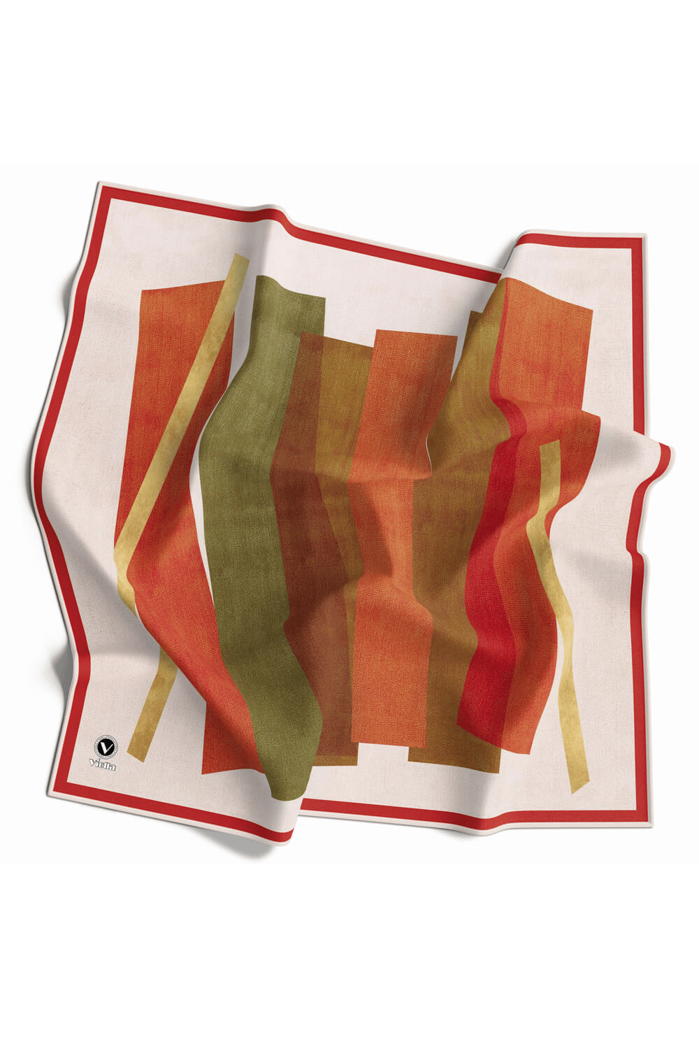 Twill Geometrik Desenli Taba Renkli 90x90 Eşarp (İpek İçermez) Kenar Dikiş Şekli El Dikişli