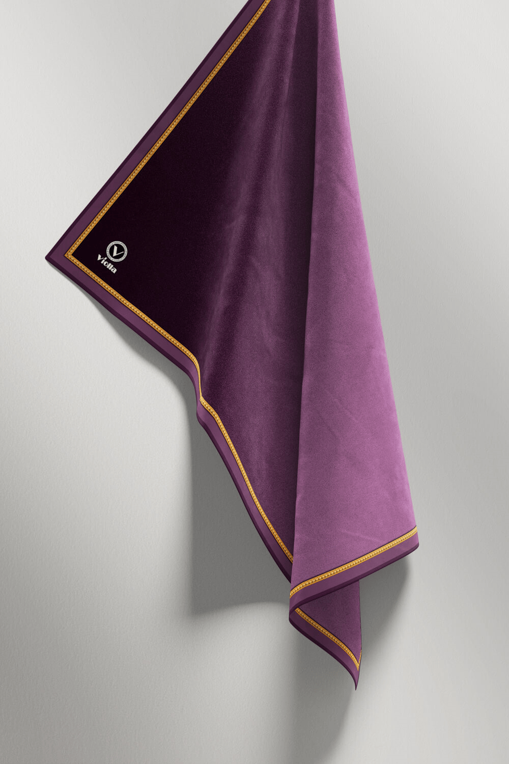 Twill Degrade Desenli Mor Renkli 90x90 Eşarp (İpek İçermez) Kenar Dikiş Şekli El Dikişli