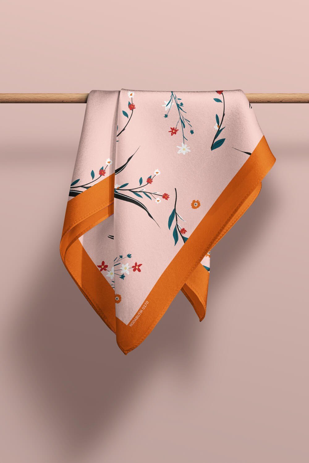 Violla Y88 Kadın Flow Desenli Bandana 50x50 Pudra DG0170-22 Snz