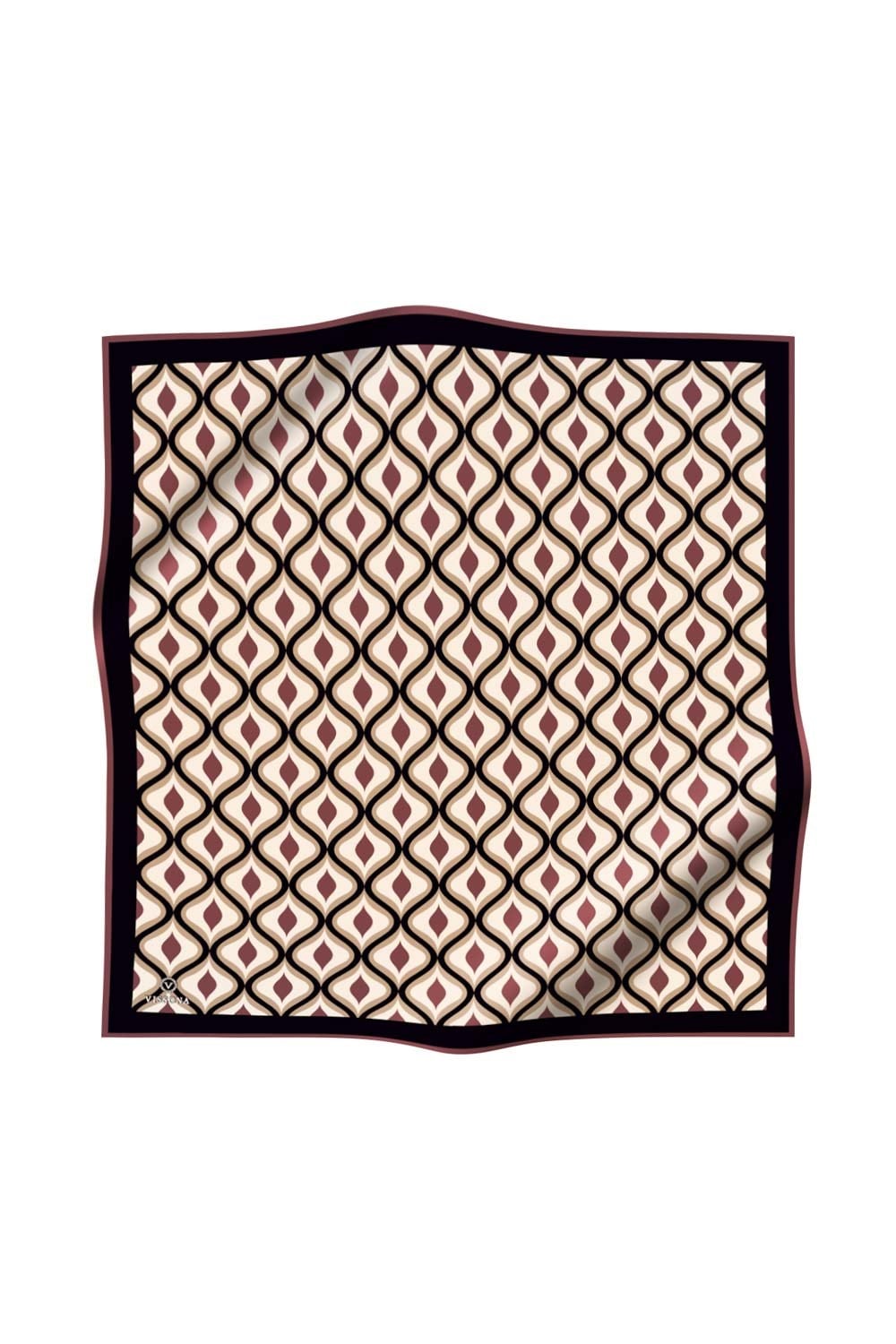 %100 Twill İpek Etnik Desenli Gül Kurusu Renkli 90x90 Eşarp Dikim Şekli : El Dikişi