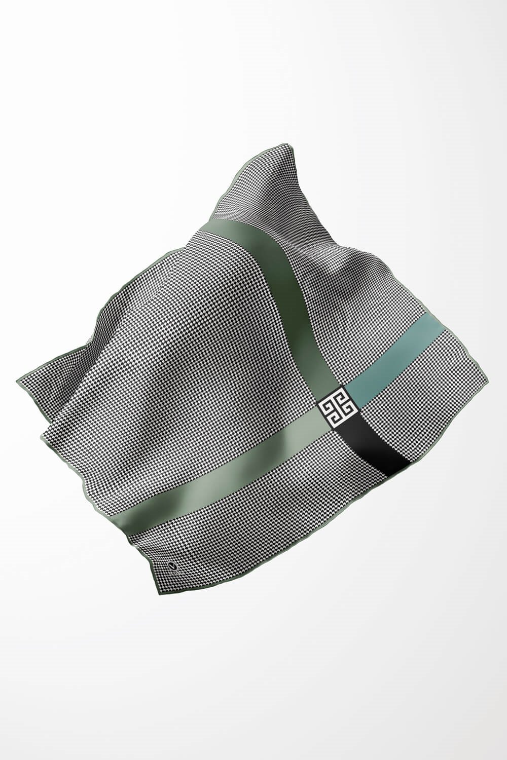 Twill Kazayaklı Şerit Desenli Mint Yeşili Renkli 90x90 Eşarp (İpek İçermez) Dikim Şekli : El Dikişi