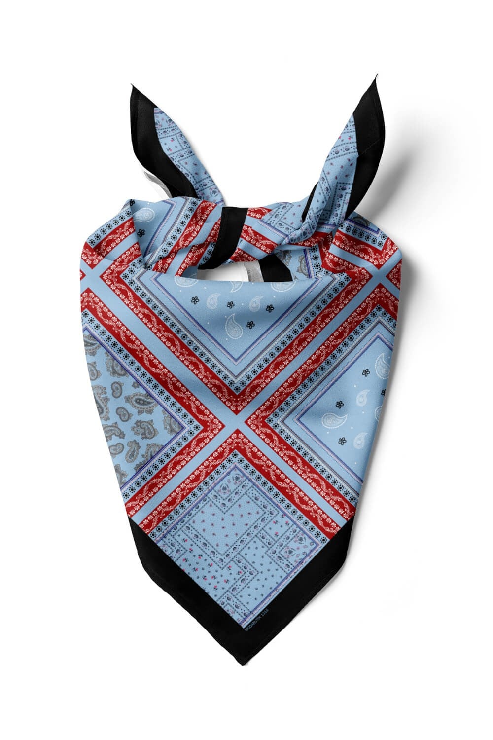 Violla D66 Kadın Mavi Kare Desenli 50x50 Bandana HYL DG01218-22