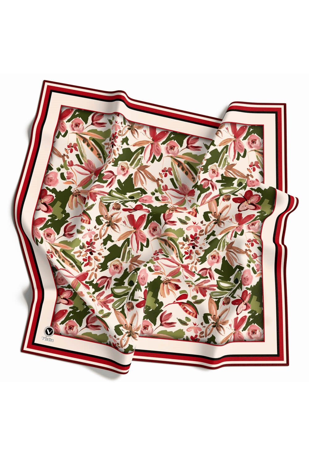 Rayon Çiçek Desenli Bordo Renkli 90x90 Dikim Şekli : El Dikişi Eşarp (İpek İçermez)