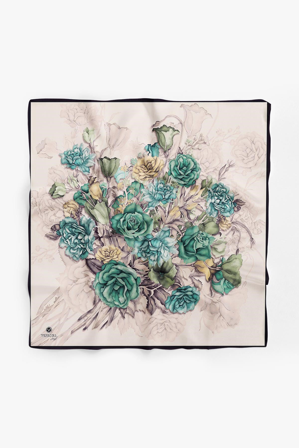 %100 İpek Kadın Desenli Bandana 80x80