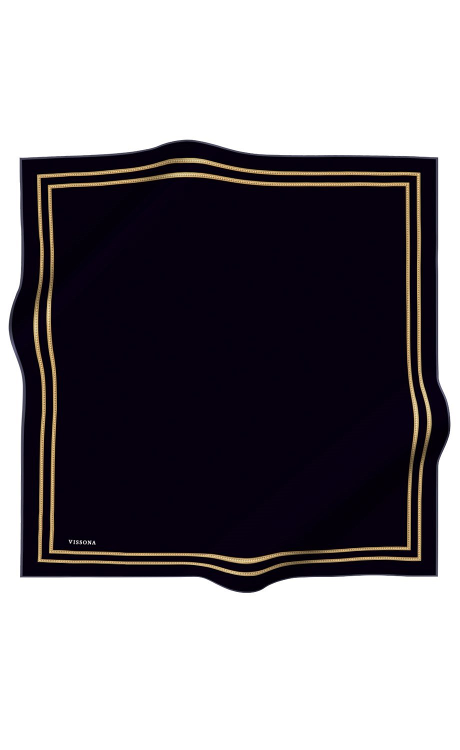 % 57 İPEK % 43 VİSKON Twill İpek Dokulu Şerit Desenli Siyah - Gold Renkli 90x90 Eşarp Dikim Şekli : El Dikişi
