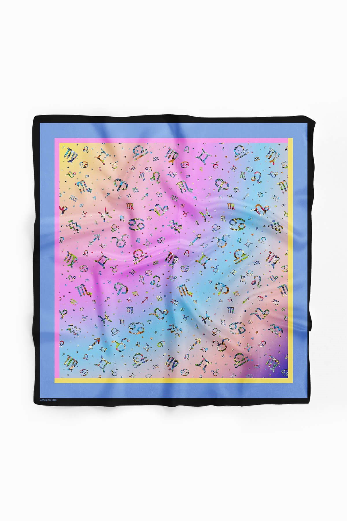 Violla G28 Kadın Mavi Number Desenli 50x50 Bandana HYL DG01418-22