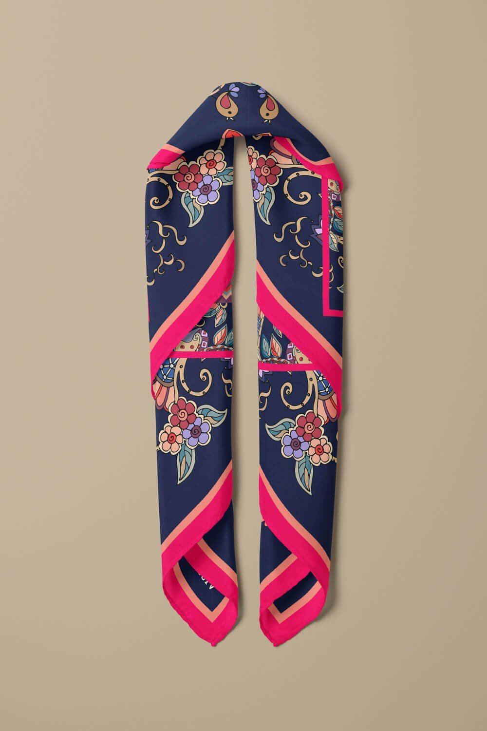 %100 İpek Etnik Desenli Kadın Bandana