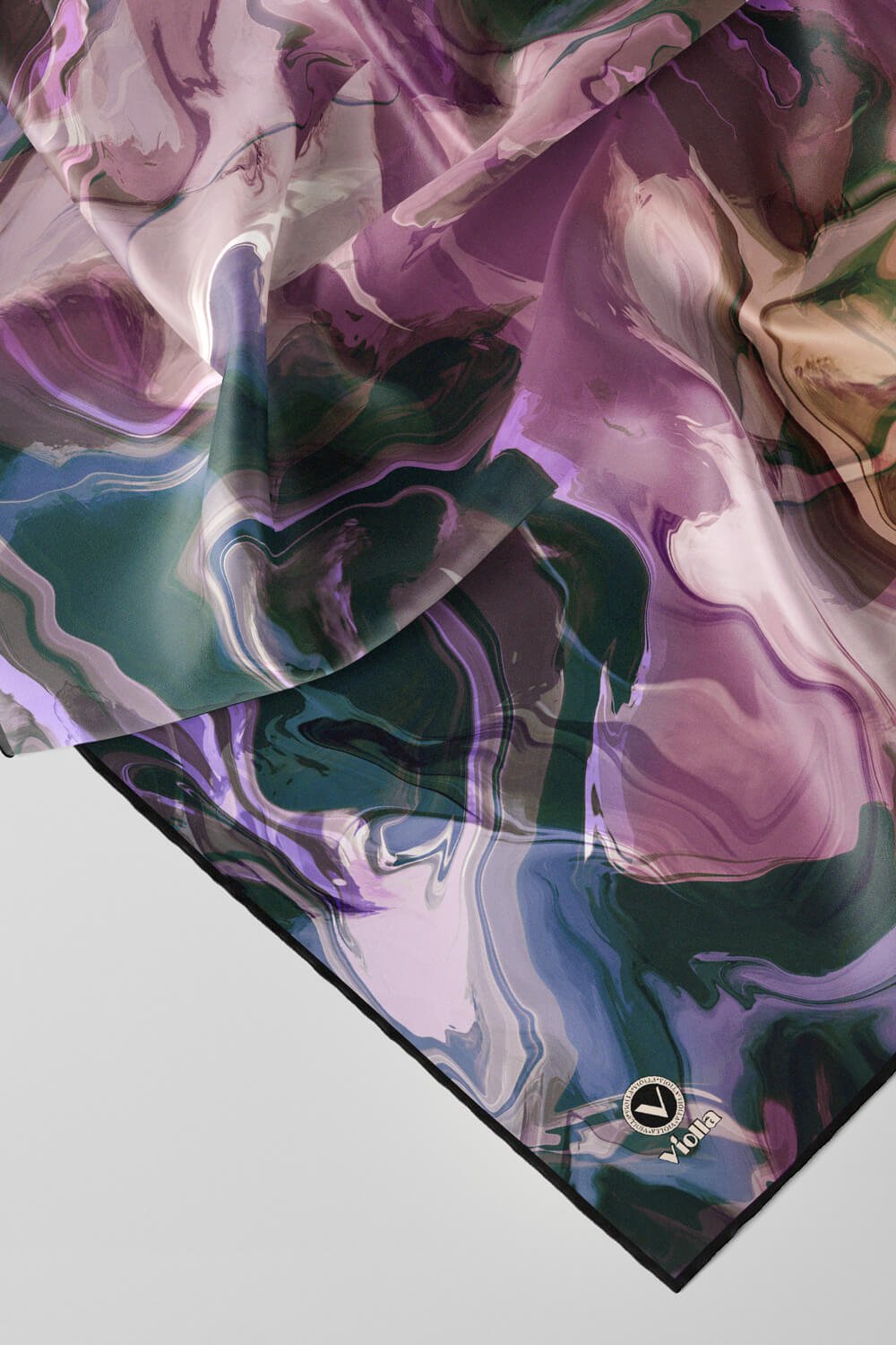 Twill Batik Desenli Petrol Yeşili Renkli 90x90 Eşarp (İpek İçermez) Kenar Dikiş Şekli El Dikişli