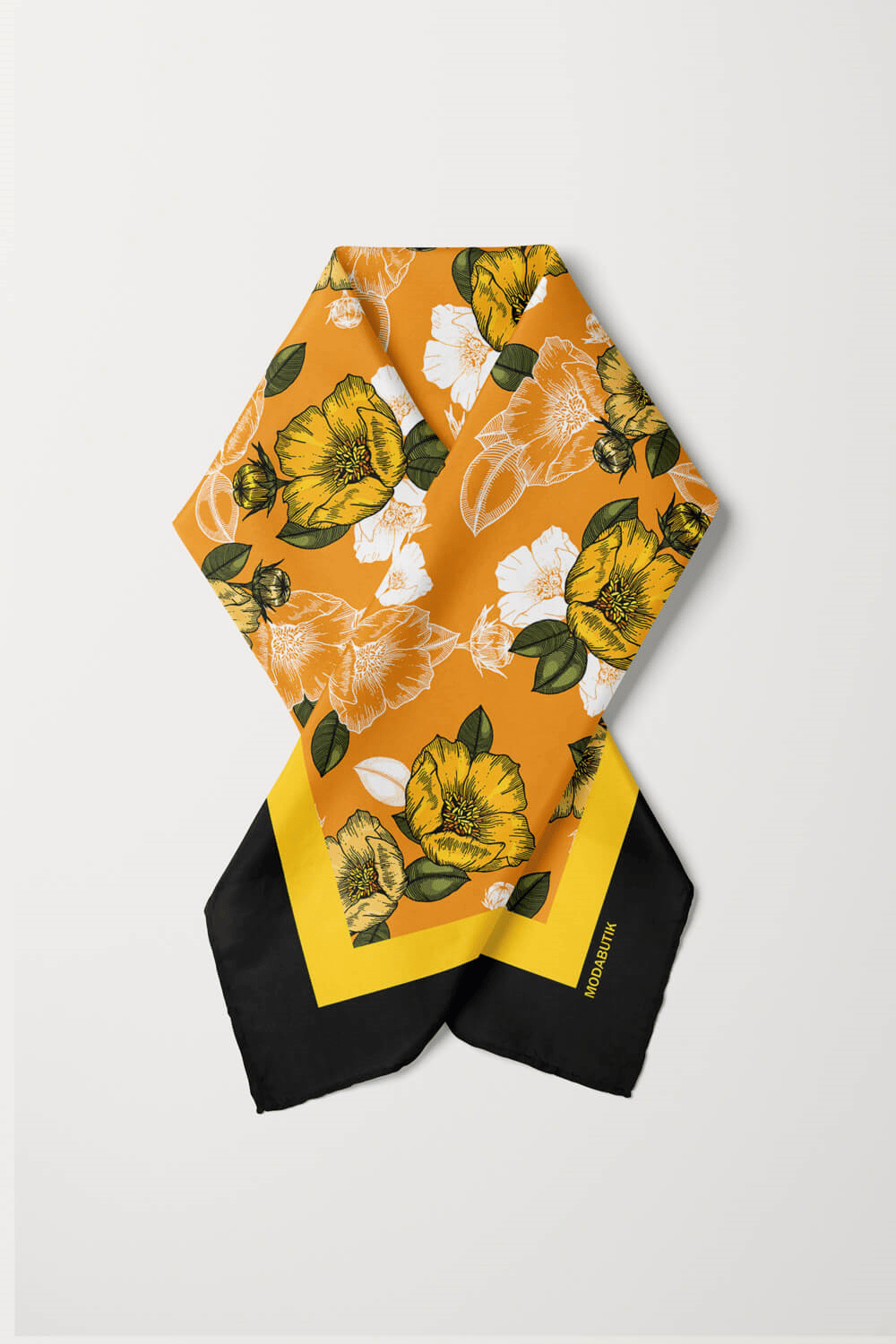 C98 Kadın Kavuniçi Sarı Sevda Desenli 50x50 Bandana HYL DG0993-22