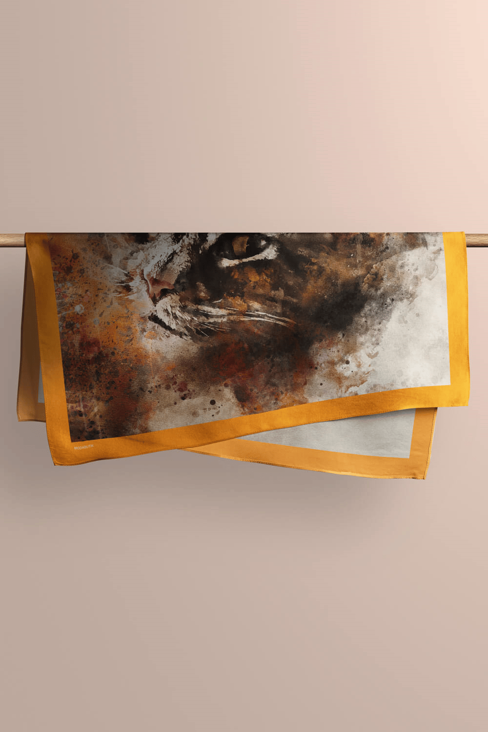 E21 Kadın Kedi Desenli Bandana 50x50 Gri DG0295-22