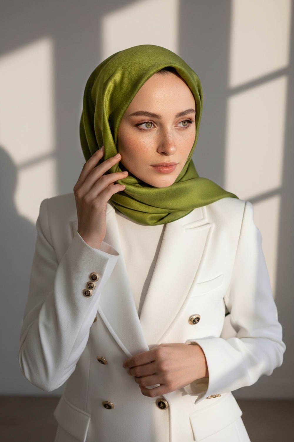 %100 Twill İpek Düz Desenli Küf Yeşili Renkli Daha Tok Exclusive Serisi 90x90 Eşarp Dikim Şekli : El Dikişi