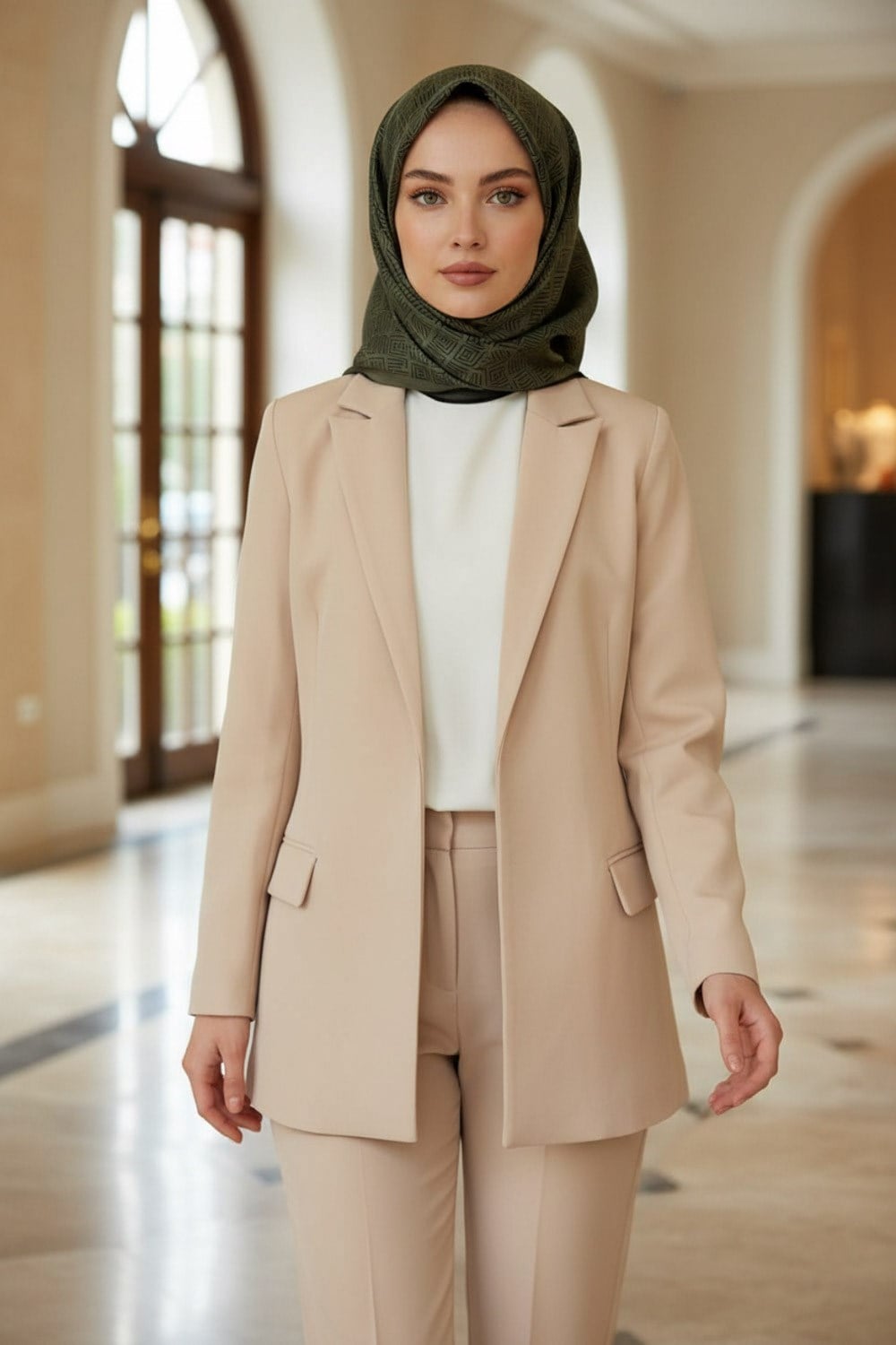 100% Twill İpek Etnik Motif Desenli Haki - Siyah Renkli 90x90 Dikim Şekli : El Dikişi Eşarp