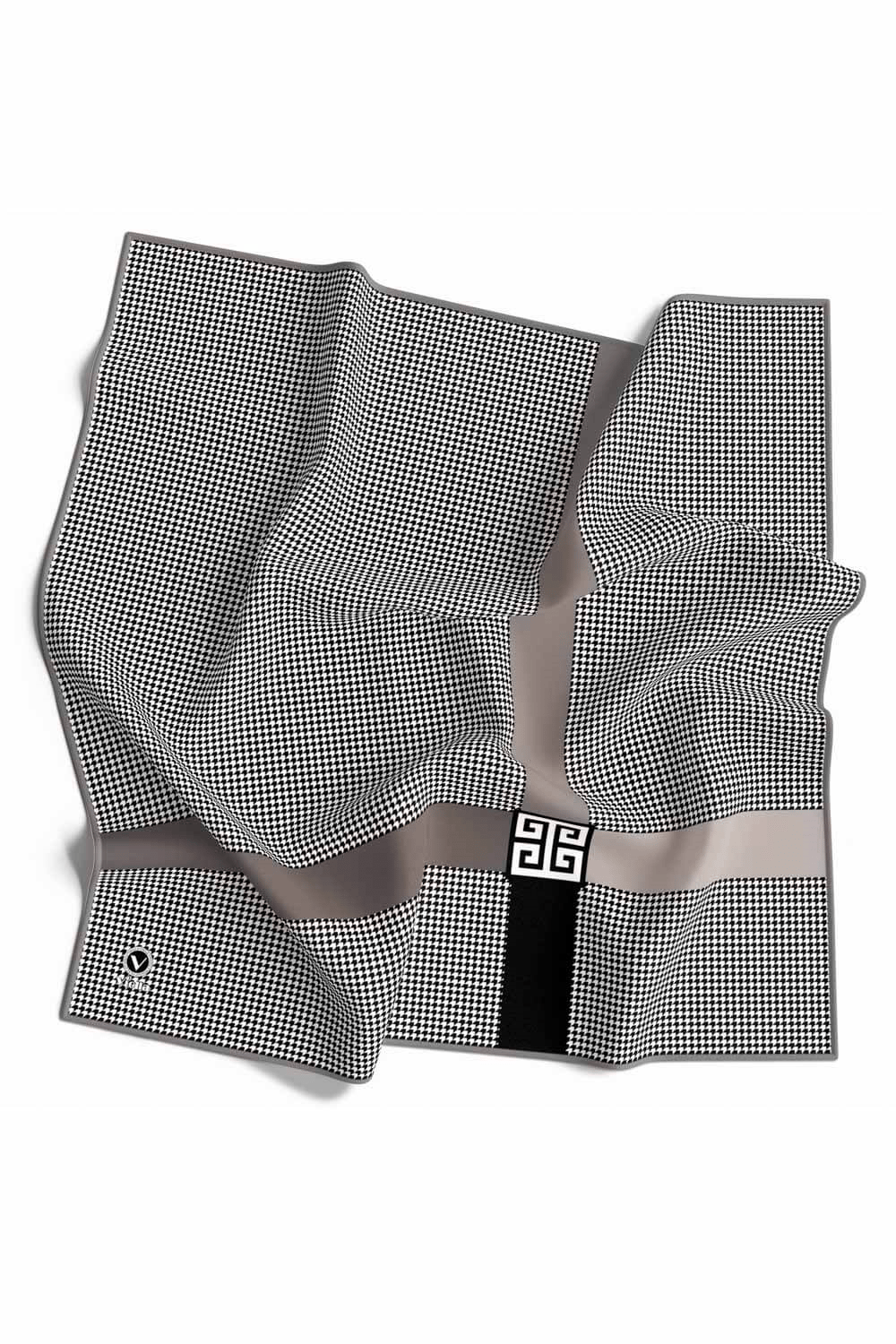 Twill Kazayaklı Şerit Desenli Gri Renkli 90x90 Eşarp (İpek İçermez) Dikim Şekli : El Dikişi