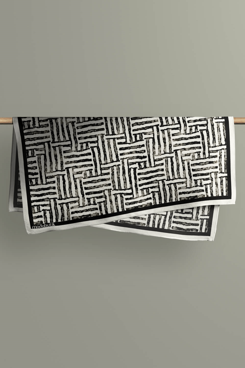 F40 Modabutik Siyah Beyaz Desenli Bandana