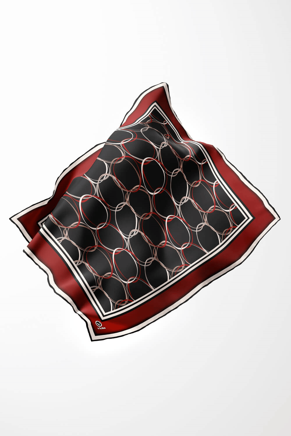 Twill Halka Desenli Bordo Renkli 90x90 Eşarp (İpek İçermez) Kenar Dikiş Şekli El Dikişli