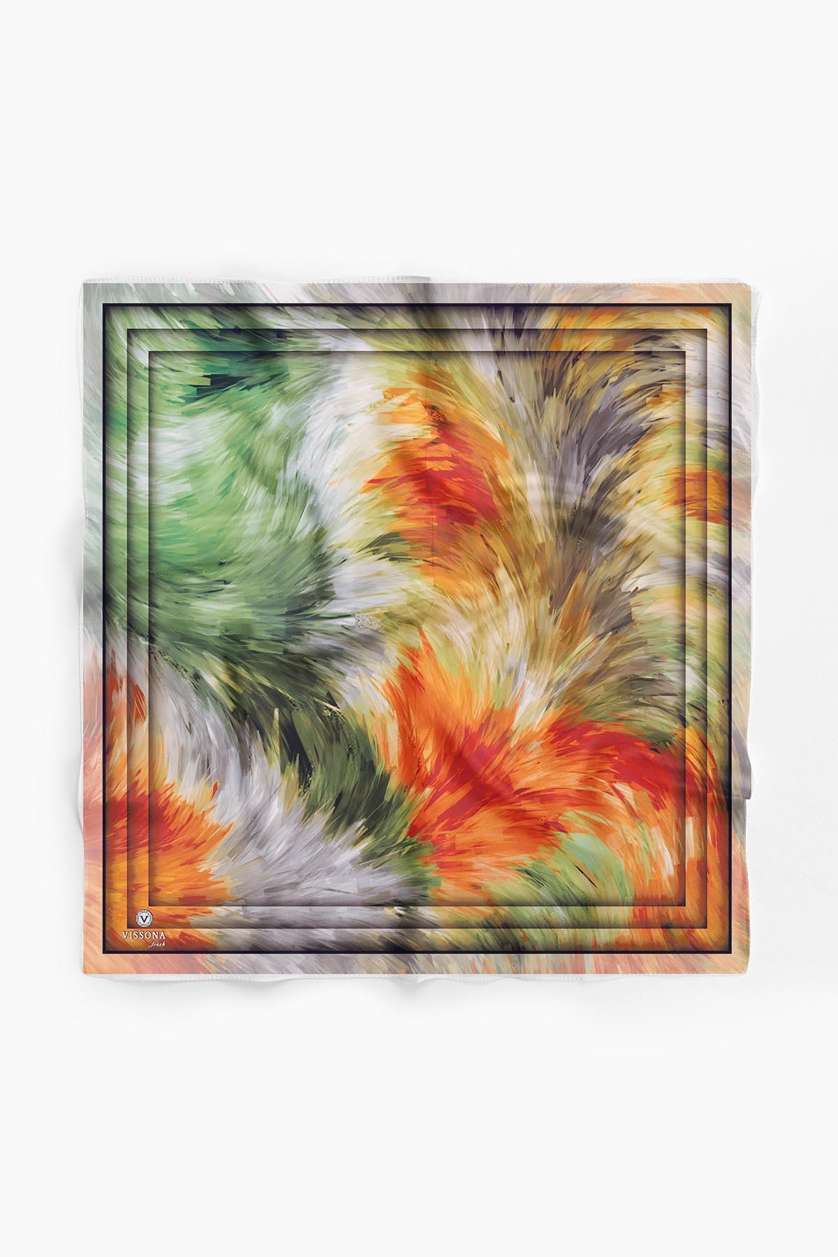 %100 İpek Kadın Desenli Bandana 80x80