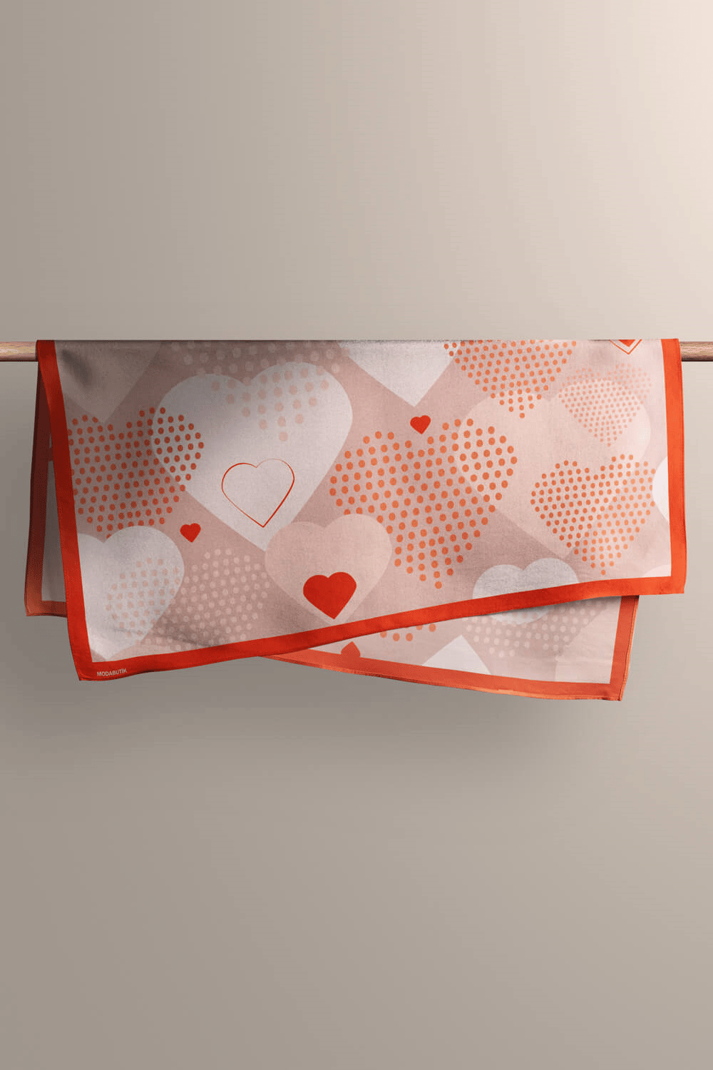 Z20 Kadın Kalp Desenli Bandana 50x50 Pembe DG0266-22