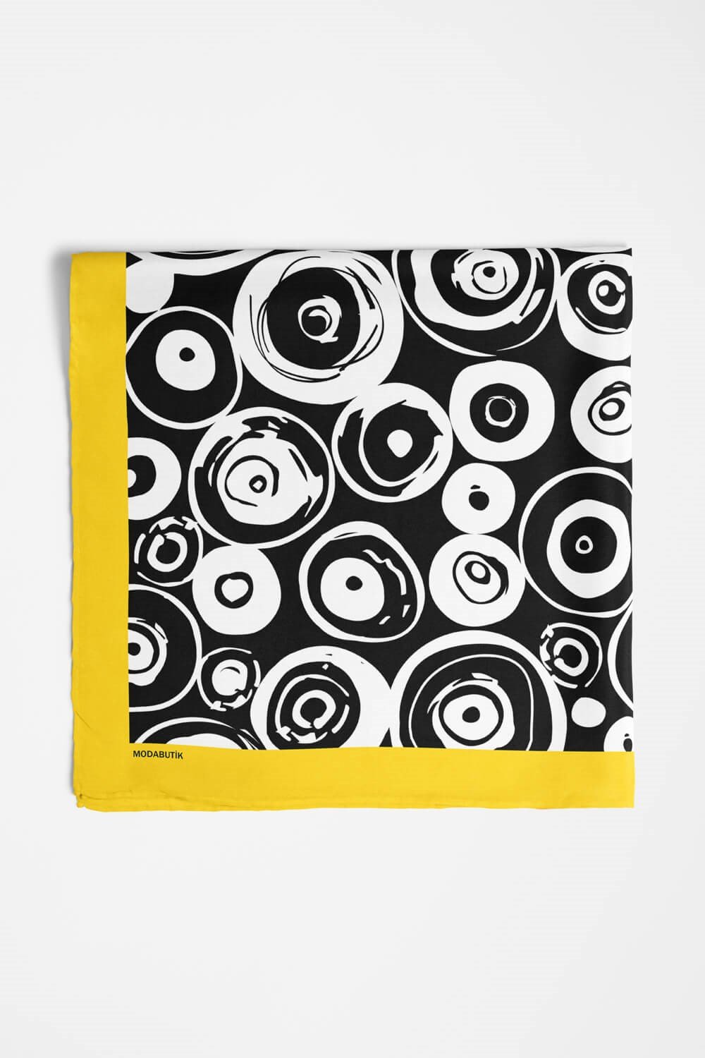 Violla F51 Kadın Halka Desenli Bandana 50x50 Siyah Beyaz DG0327-22
