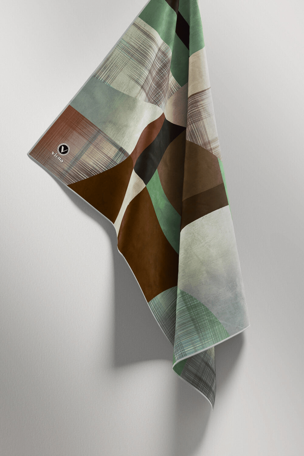 Twill Geometrik Desenli Kahverengi Renkli 90x90 Eşarp (İpek İçermez) Kenar Dikiş Şekli El Dikişli