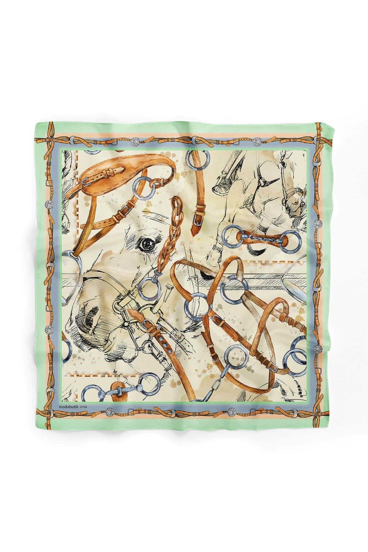 Violla E98 HORSE WATERCOLOR VINTAGE TASARIM BANDANA