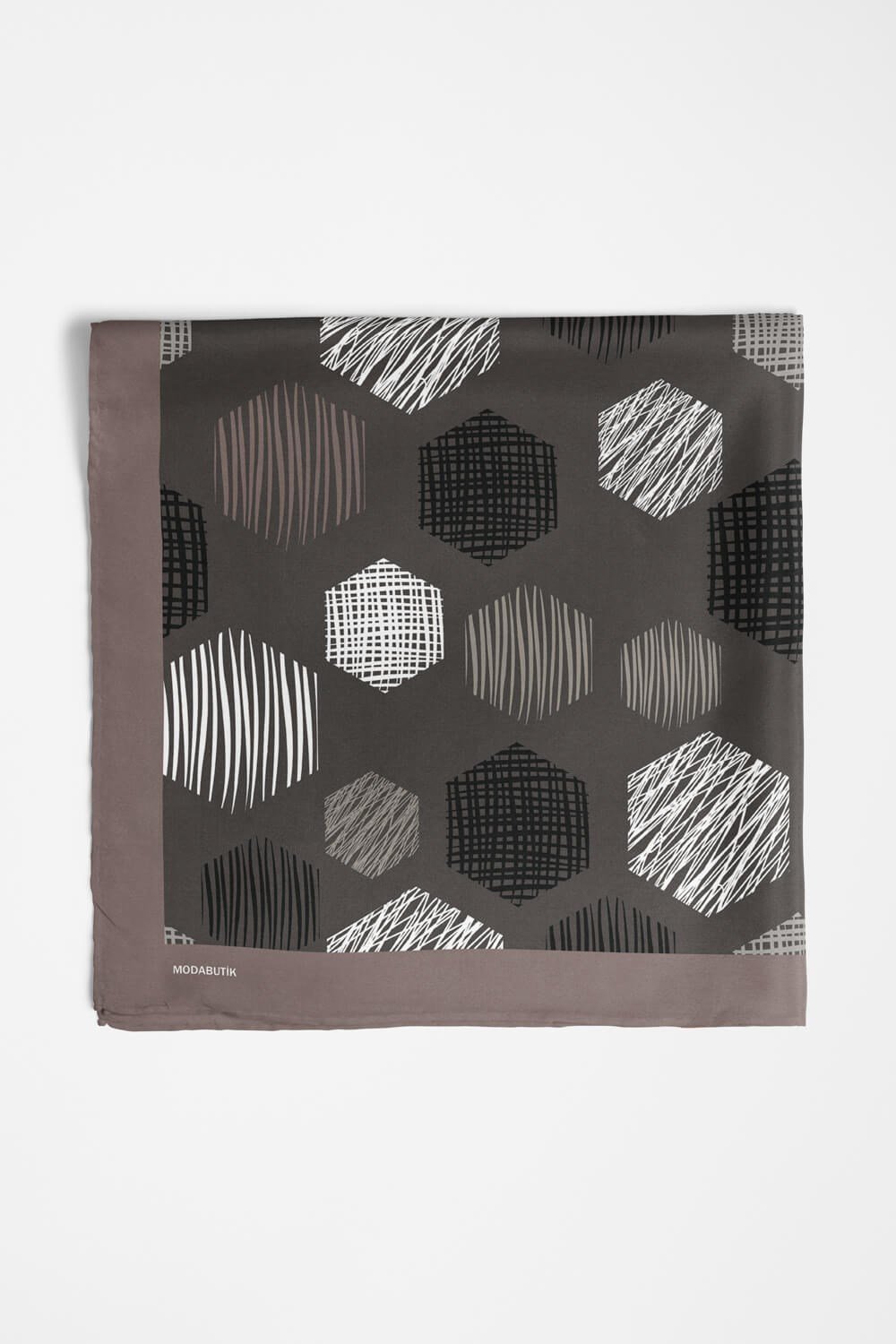 Violla Y30 Kadın Petek Desenli Bandana 50x50 Siyah Beyaz DG0389-22
