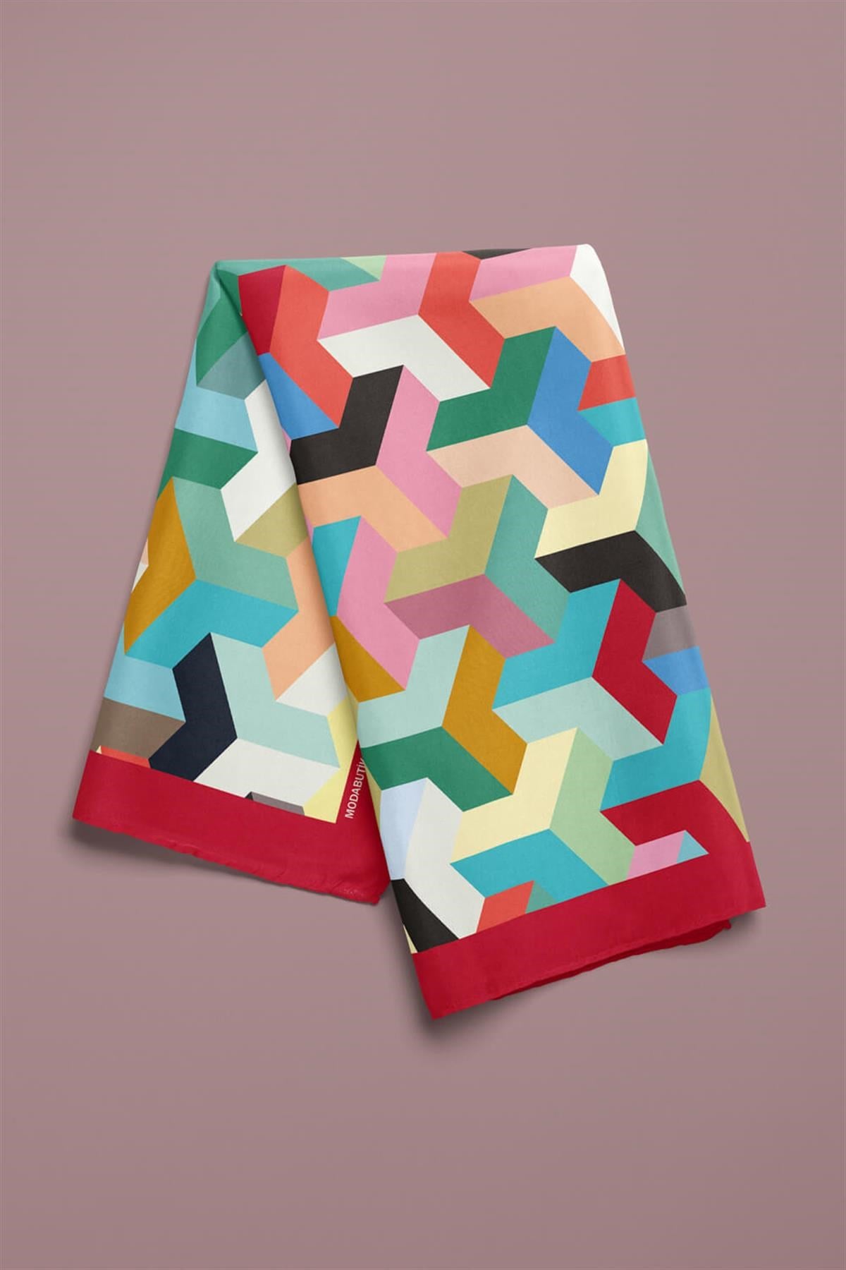 Violla V38 Kadın Geometric Mix Desenli Bandana 50x50  DG0124-22