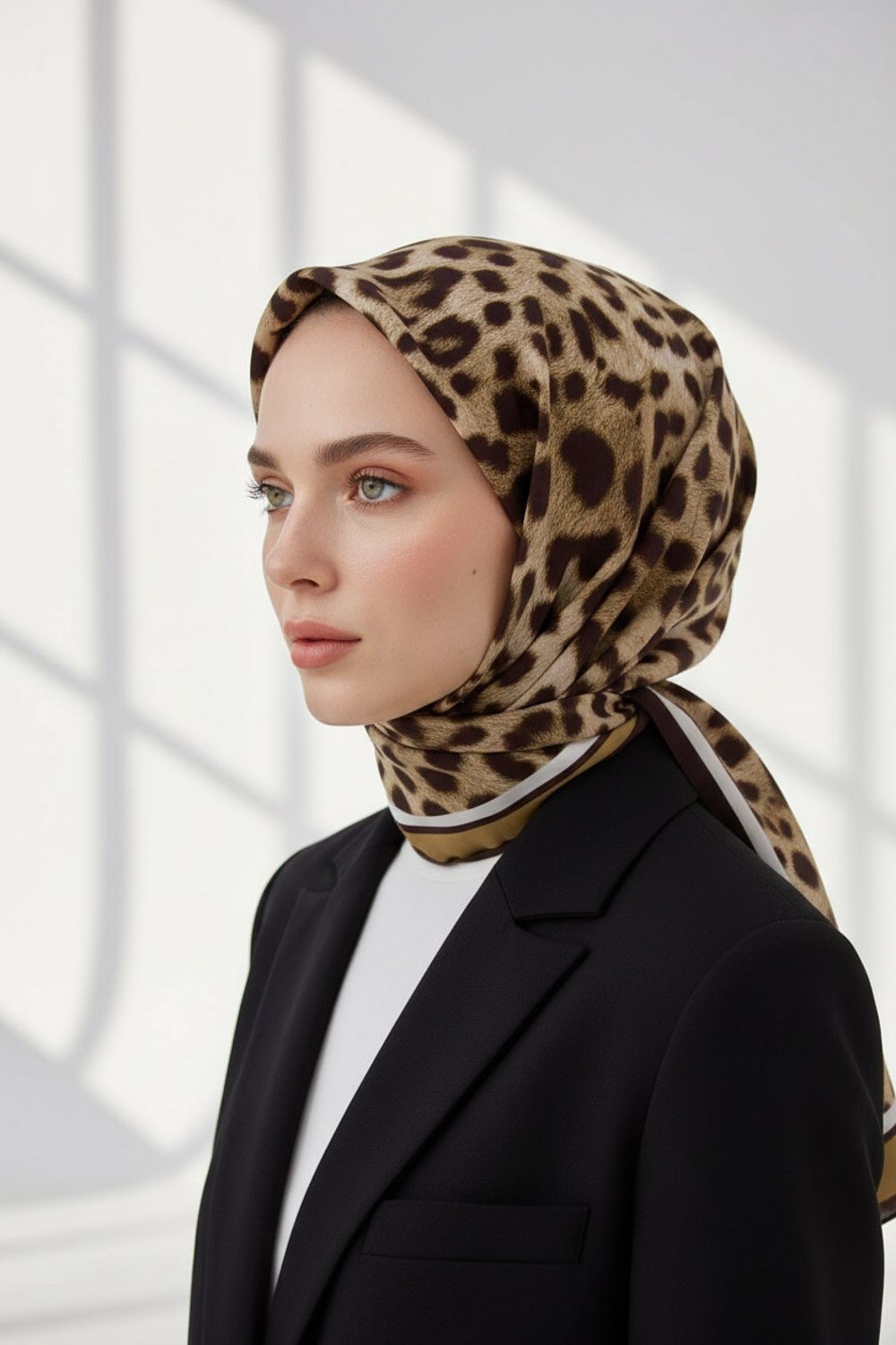 KREP LEOPAR DESENLİ GOLD RENKLİ 75X195 KIRIŞMAZ ŞAL