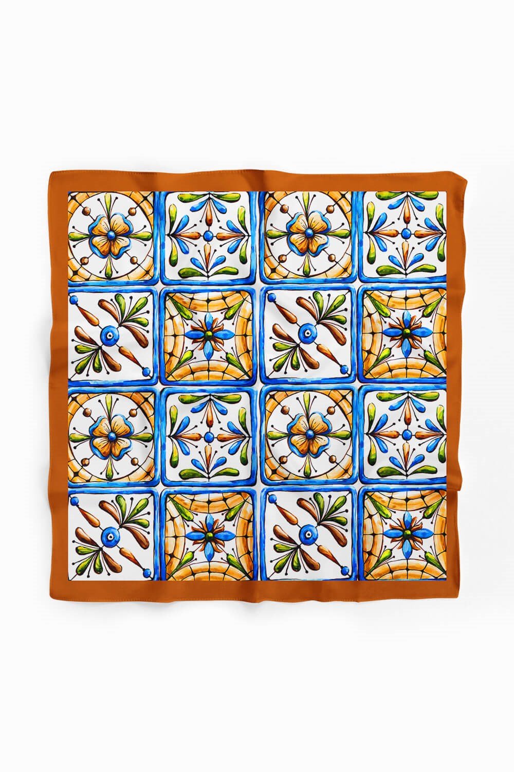 Violla E29 Kadın Kareli Desenli Bandana 50x50 Mavi Sarı DG0338-22