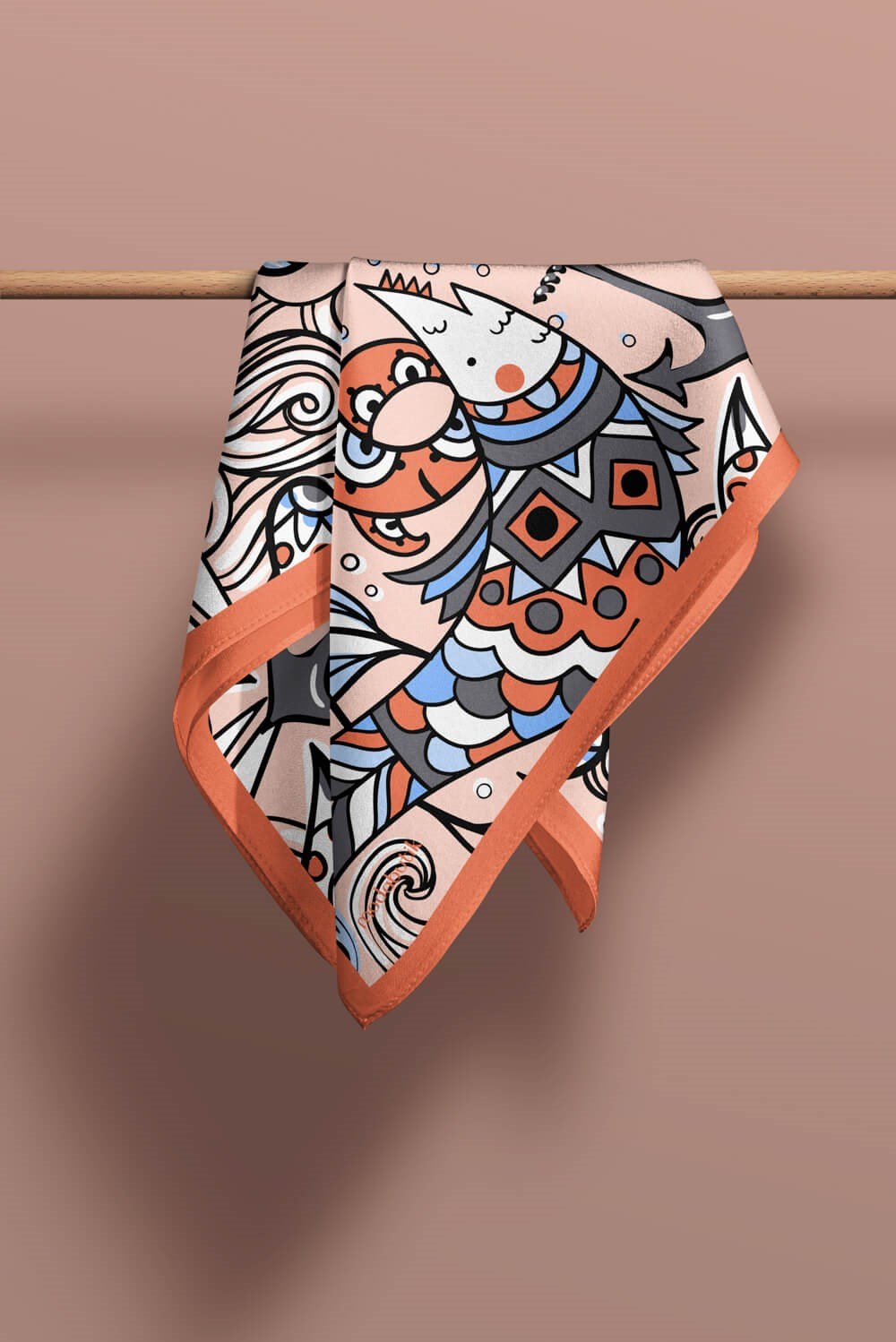 B12  Violla Balık Desenli Bandana