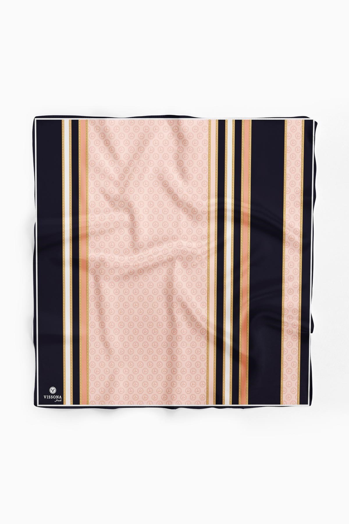 %100 İpek Kadın Desenli Bandana 80x80
