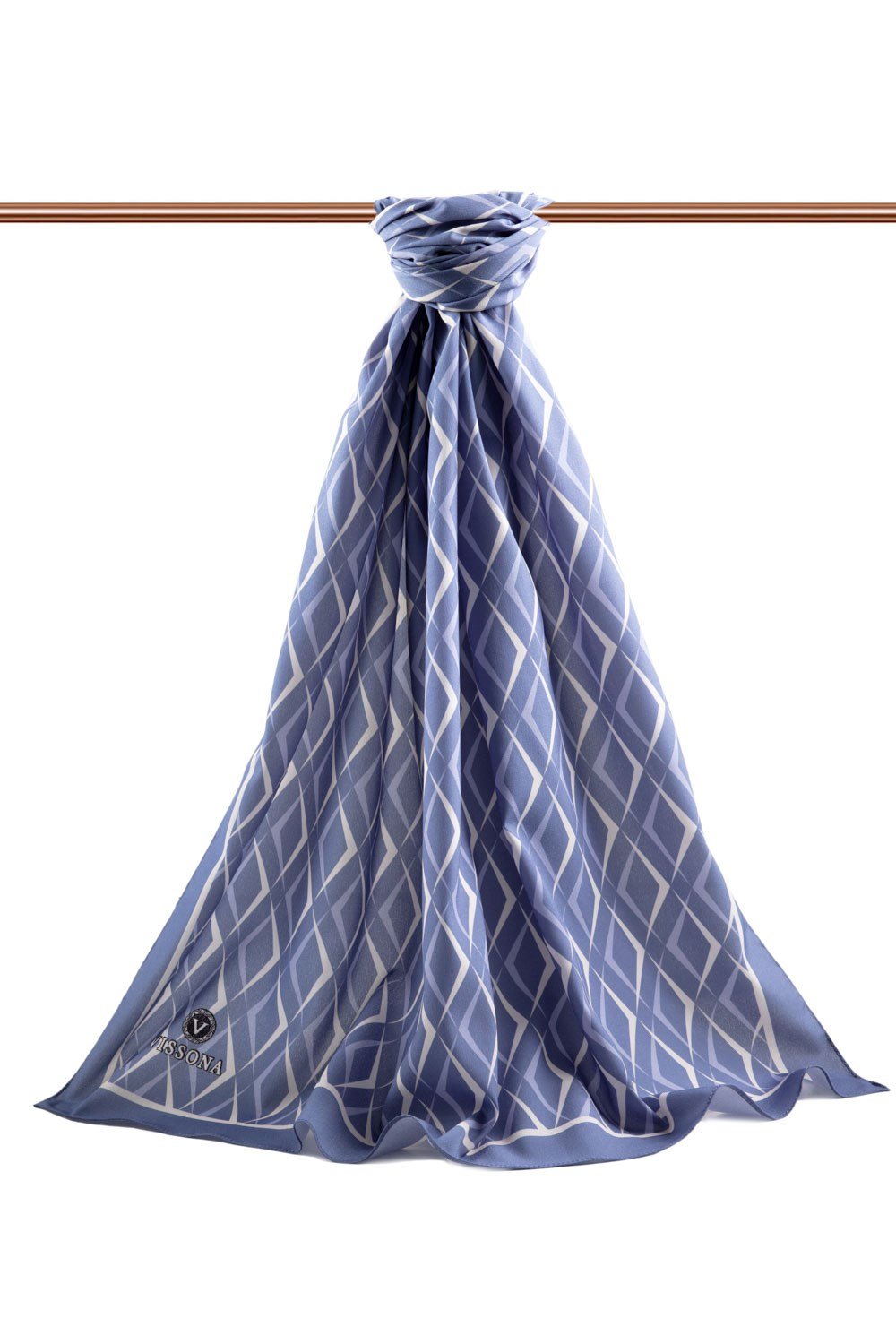 KREP GEOMETRİK DESENLİ BEBE MAVİSİ RENKLİ 75X195 KIRIŞMAZ ŞAL