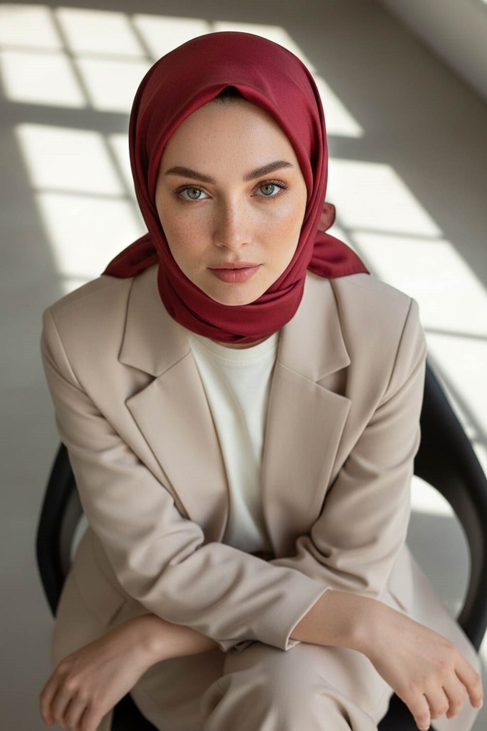 %100 Twill İpek Düz Bordo Renkli Daha Tok Exclusive Serisi 90x90 Eşarp Dikim Şekli : El Dikişi