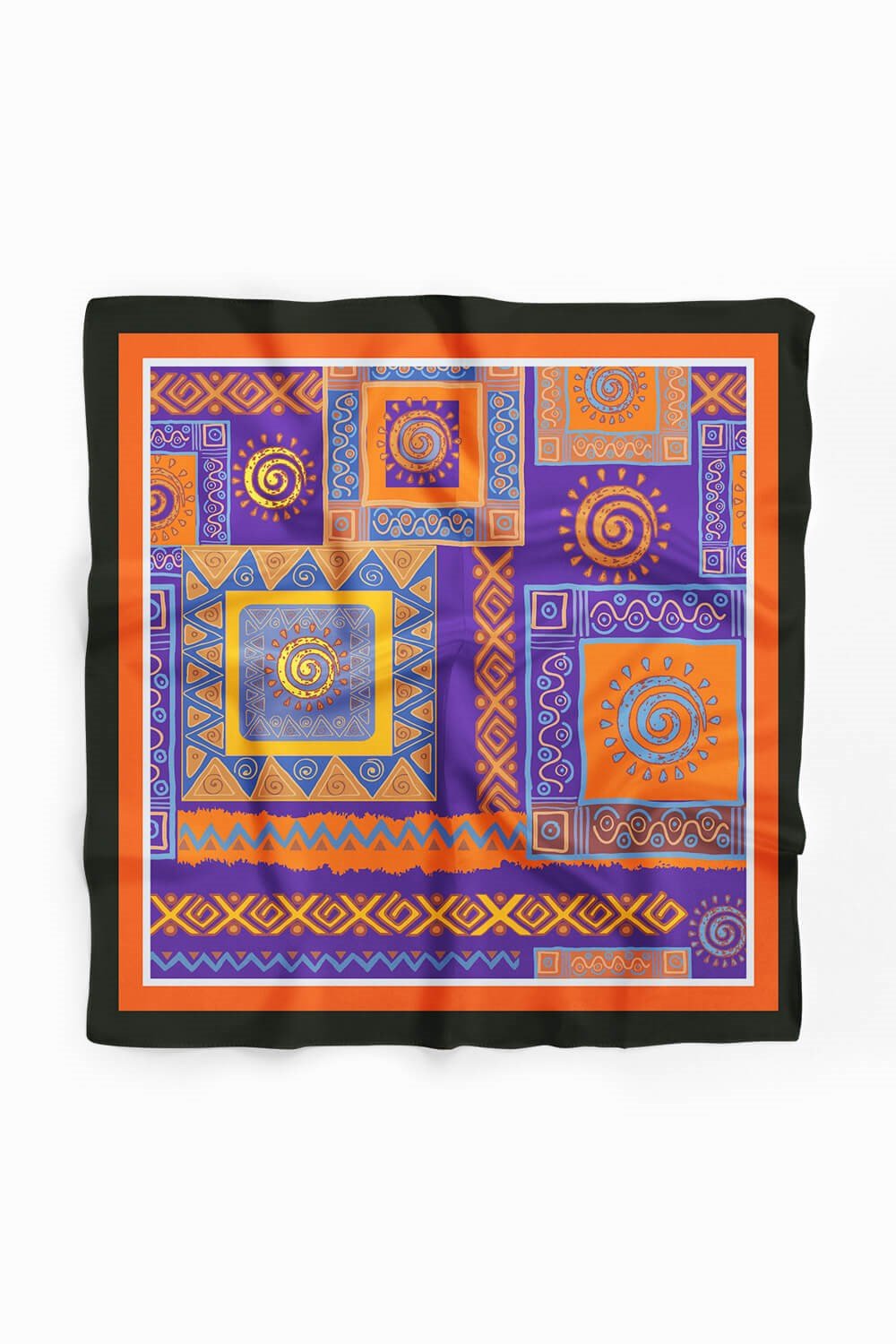 Violla H19 Kadın turuncu etnik desenli 50x50 Bandana