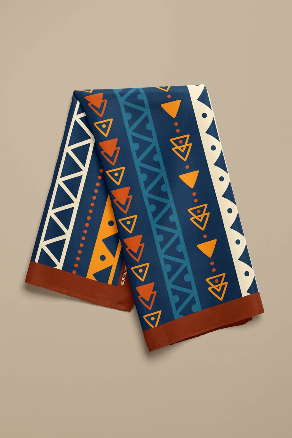 Violla A10 Kadın Egzotik Desenli Bandana 50x50 Sarı Turuncu Mavi DG0311-22