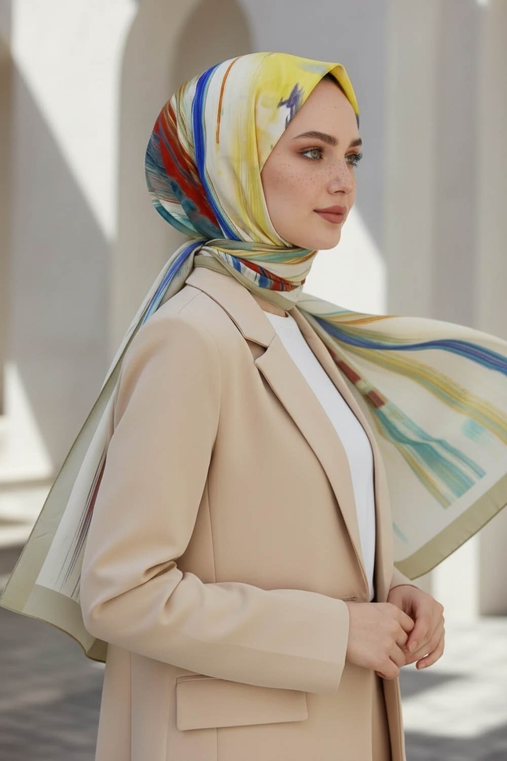 KREP ÇİZGİ DESENLİ KIRMIZI RENKLİ 75X195 KIRIŞMAZ ŞAL