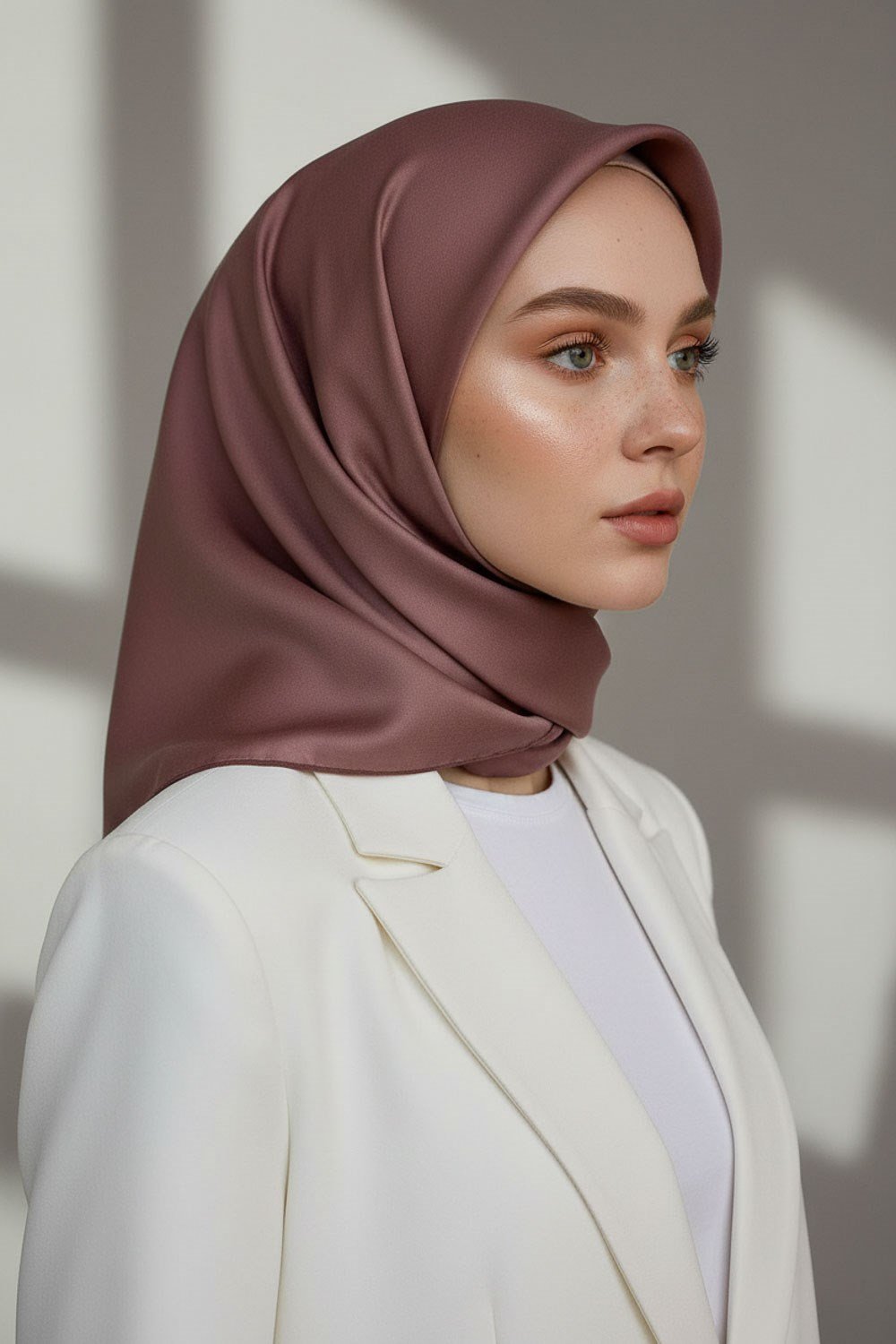 %100 Twill İpek Düz Gül Kurusu Renkli Daha Tok Exclusive Serisi 90x90 Eşarp Dikim Şekli : El Dikişi