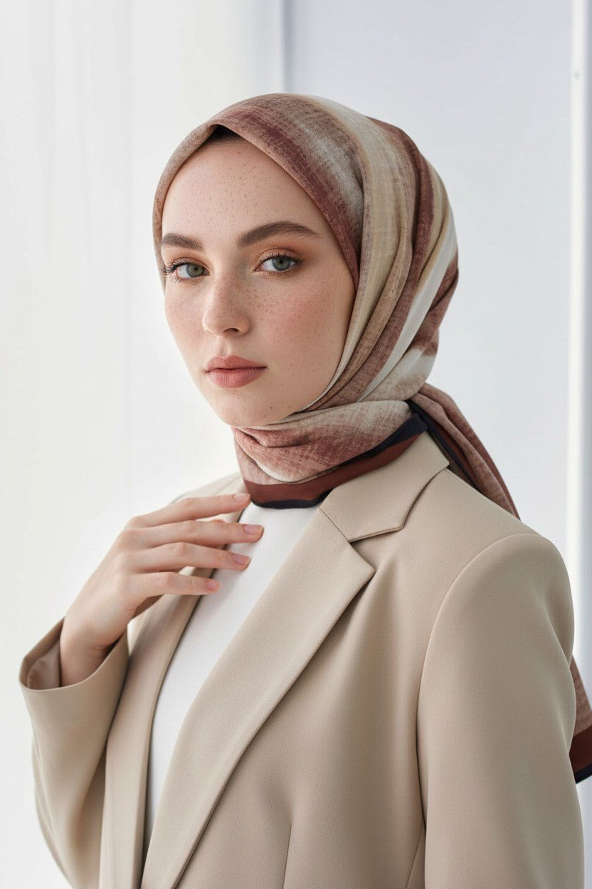 KREP BATİK DESENLİ GÜL KURUSU RENKLİ 75X195 KIRIŞMAZ ŞAL