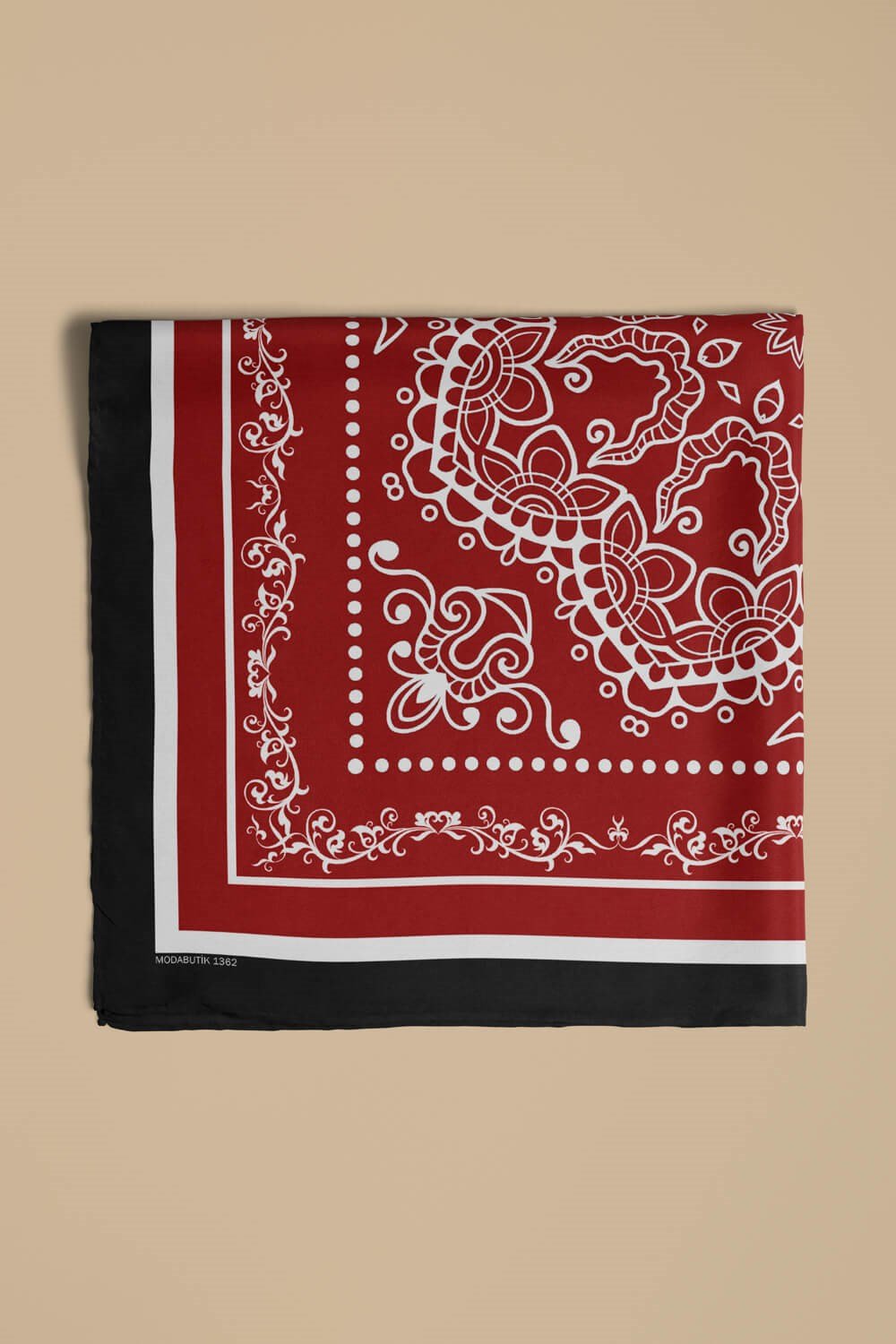 Violla Kadın Kırmızı Şal Desenli 50x50 Bandana HYL DG01362-22