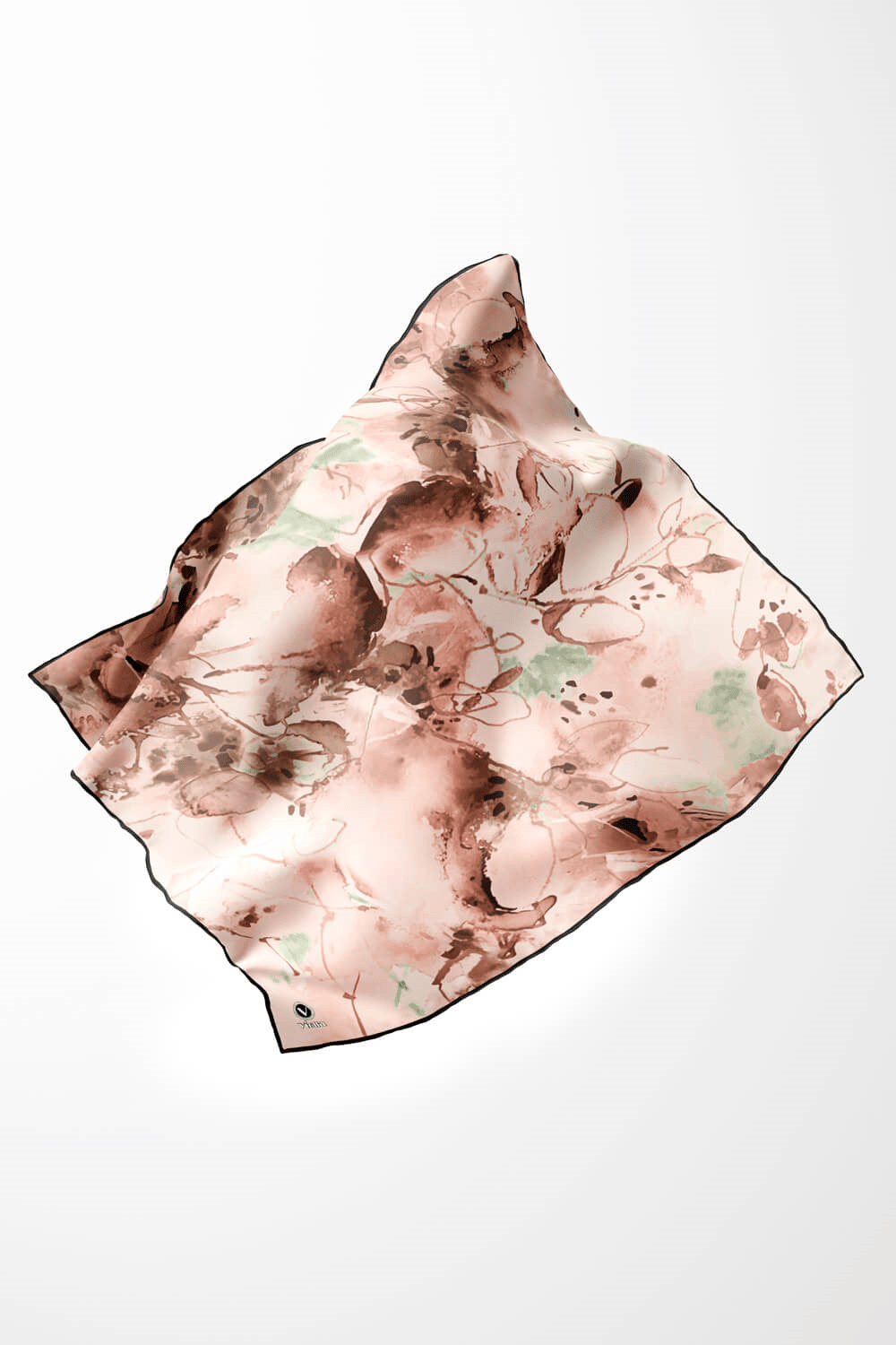 Twill Batik Çiçek Desenli Somon Renkli 90x90 Eşarp (İpek İçermez) Kenar Dikiş Şekli El Dikişli