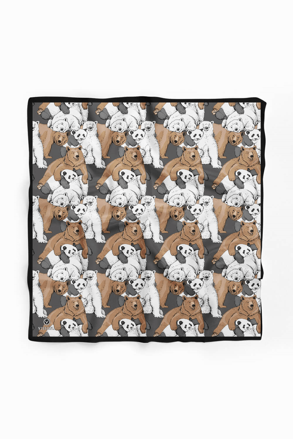 %100 İPEK AYI DESENLİ KADIN BANDANA 50X50