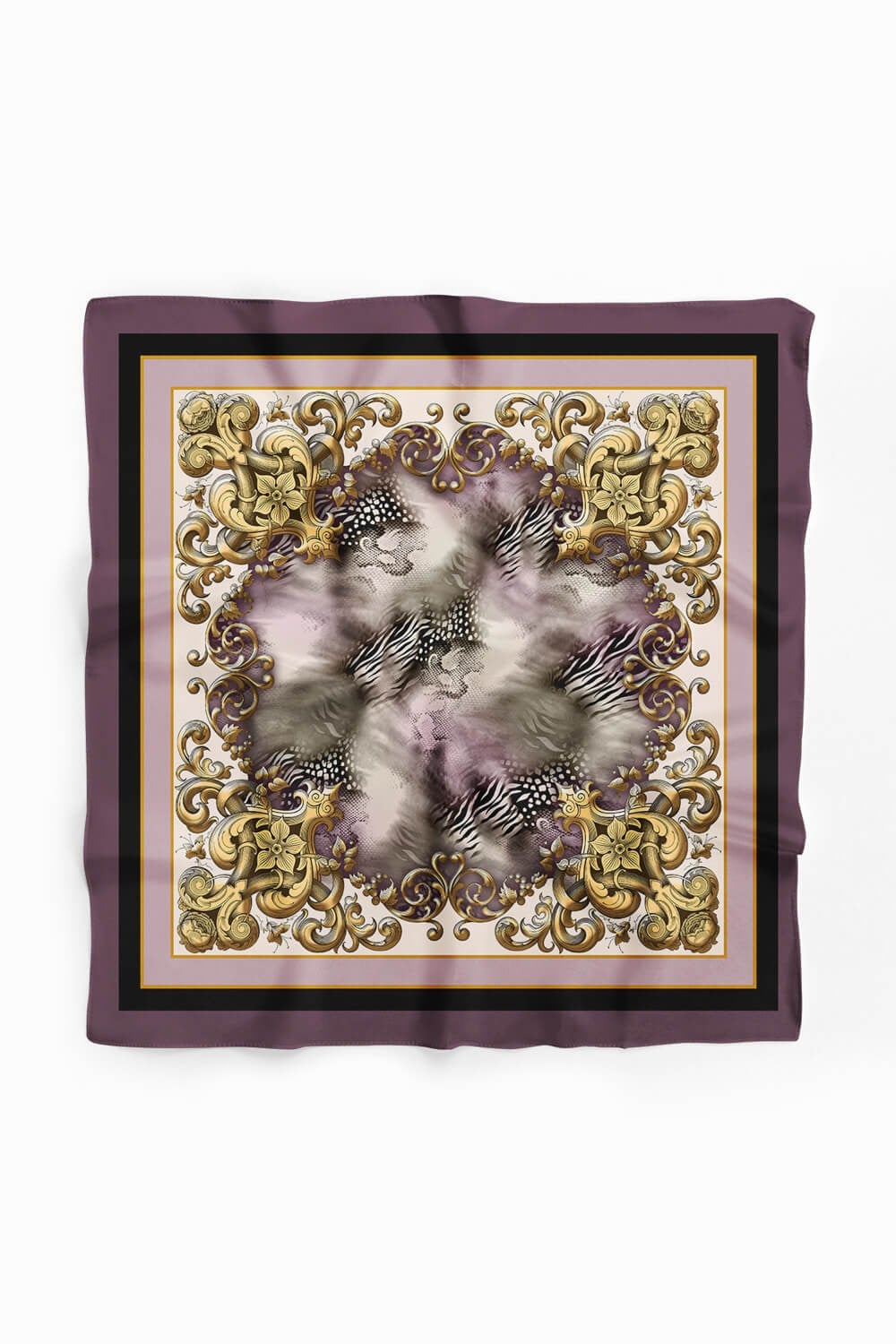 Violla D118 Kadın Vintage Desenli Bandana 50x50 Mor DG0223-22