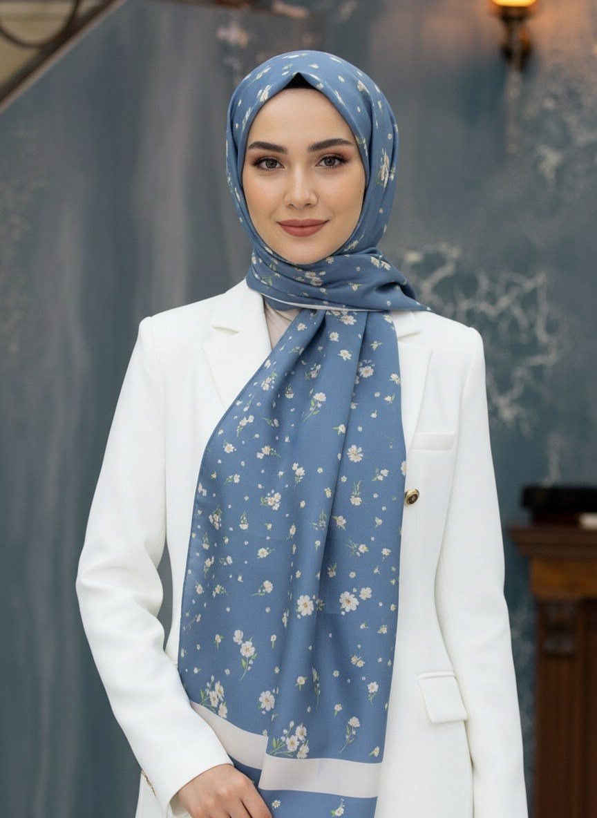%100 Saf İpek Şal İnce Saten Vual Dokuma Fresh 90x210 Şal