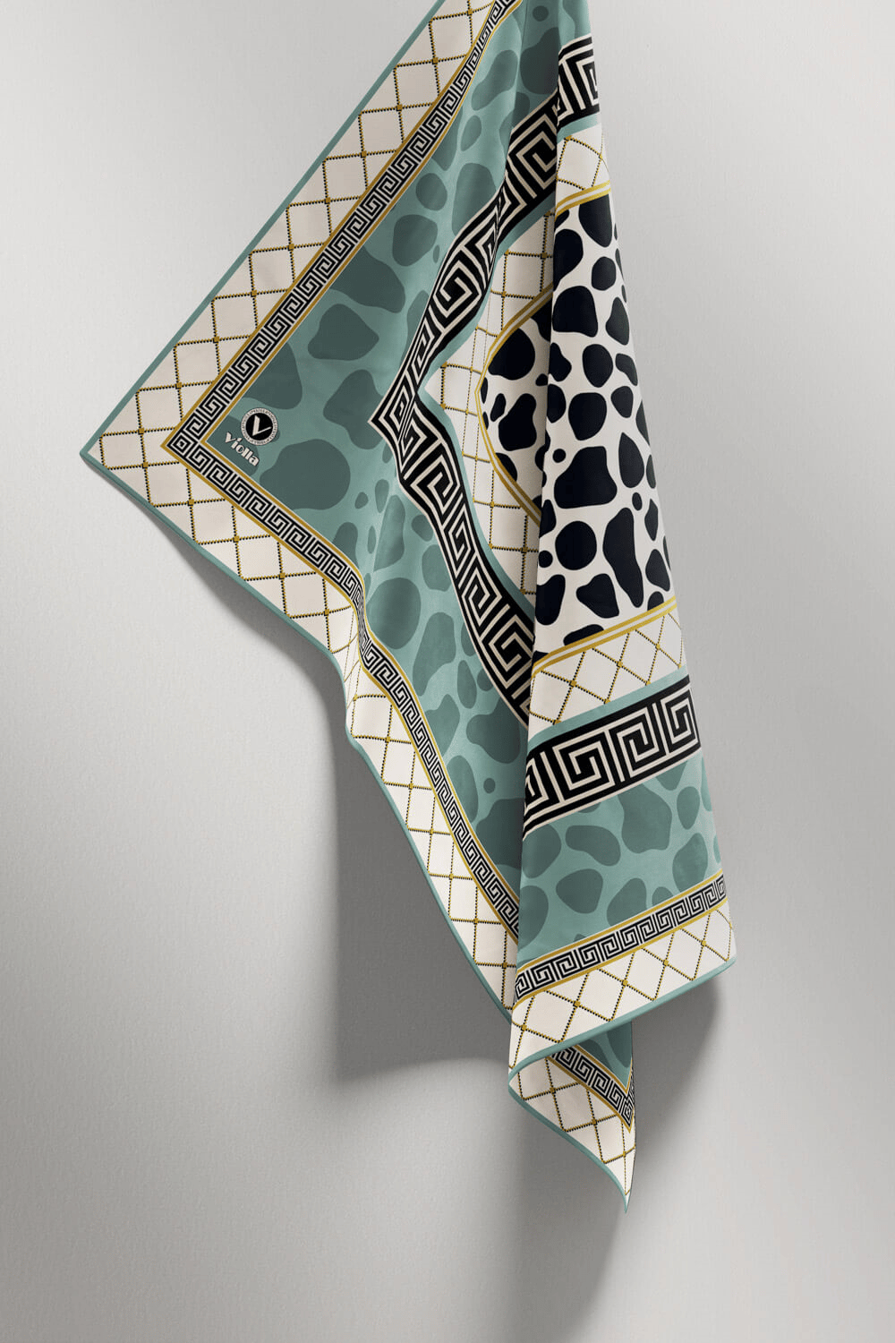 Twill Taş Desenli Mint Yeşili Renkli 90x90 Eşarp (İpek İçermez) Kenar Dikiş Şekli El Dikişli