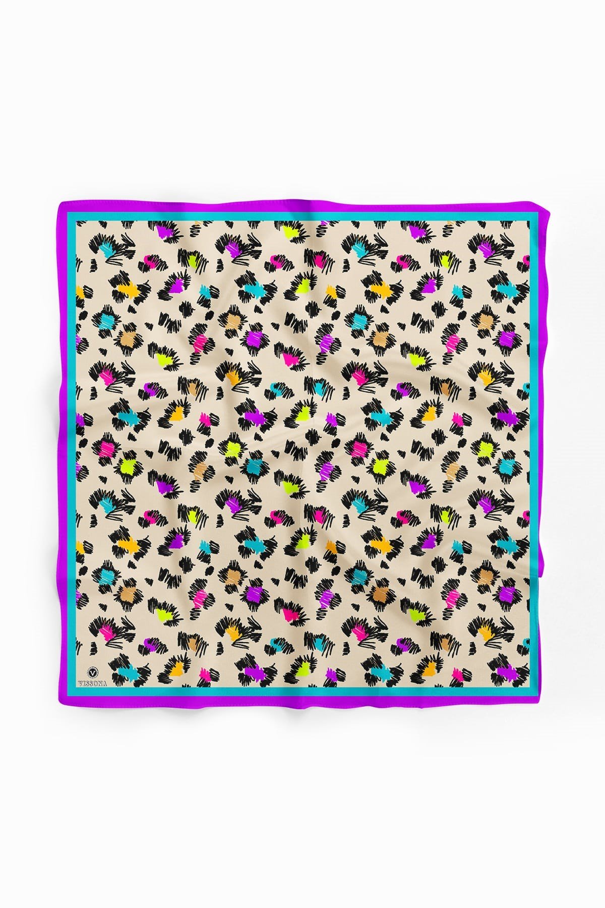 Vissona Leopar Desenli İpek Bandana